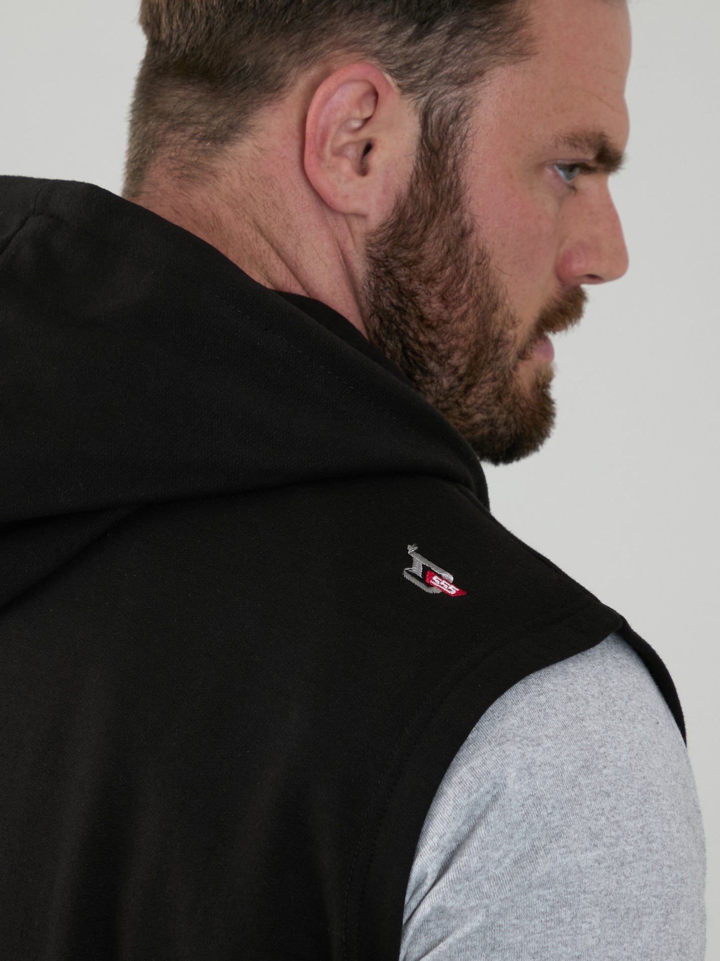 BLAKE-D555 Black Sleeveless Fleece Hoody