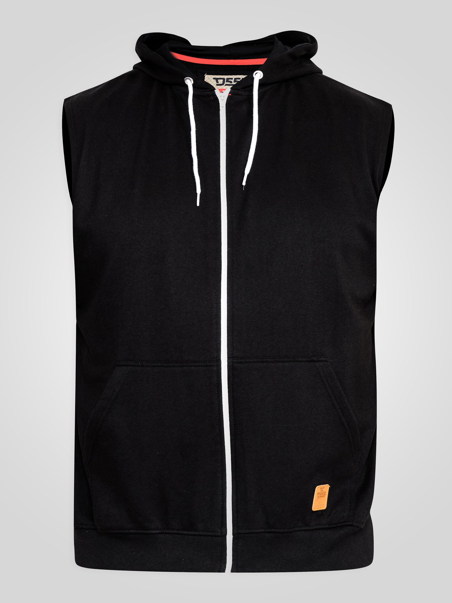 BLAKE-D555 Black Sleeveless Fleece Hoody
