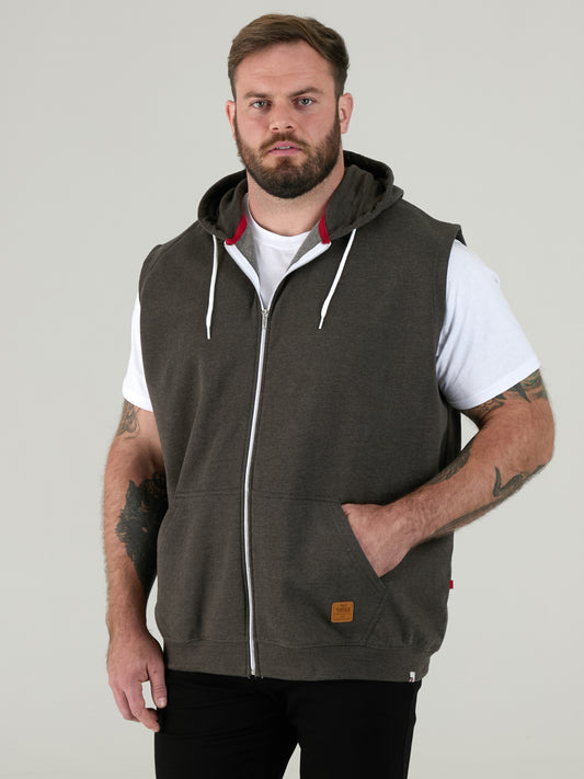 BLAKE-D555 Charcoal Sleeveless Fleece Hoody