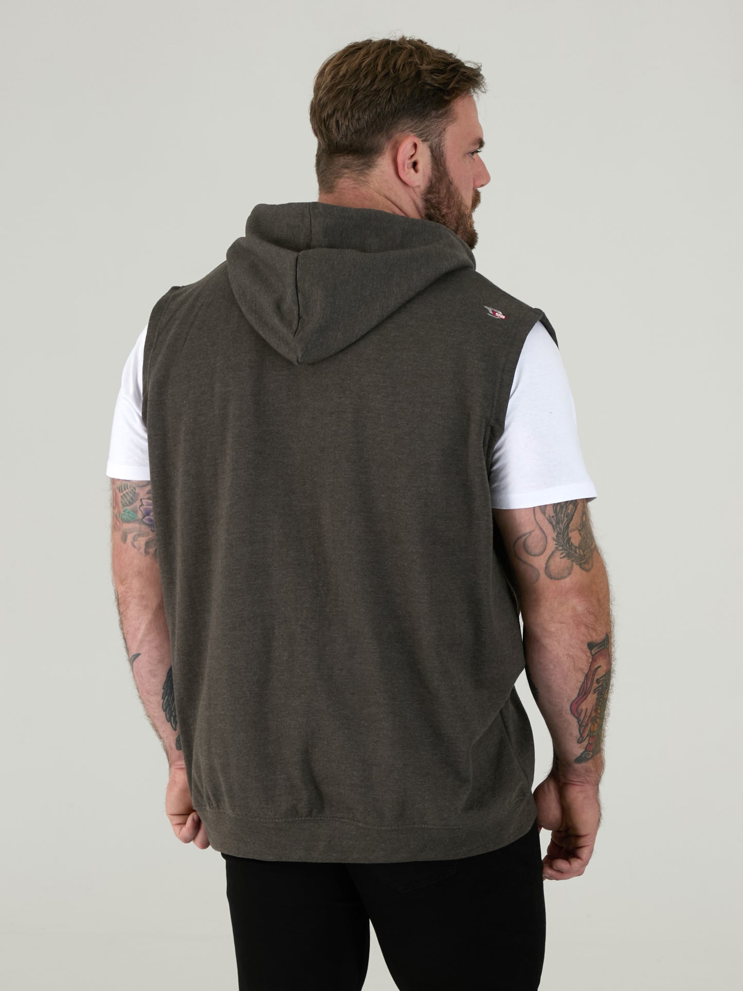BLAKE-D555 Charcoal Sleeveless Fleece Hoody