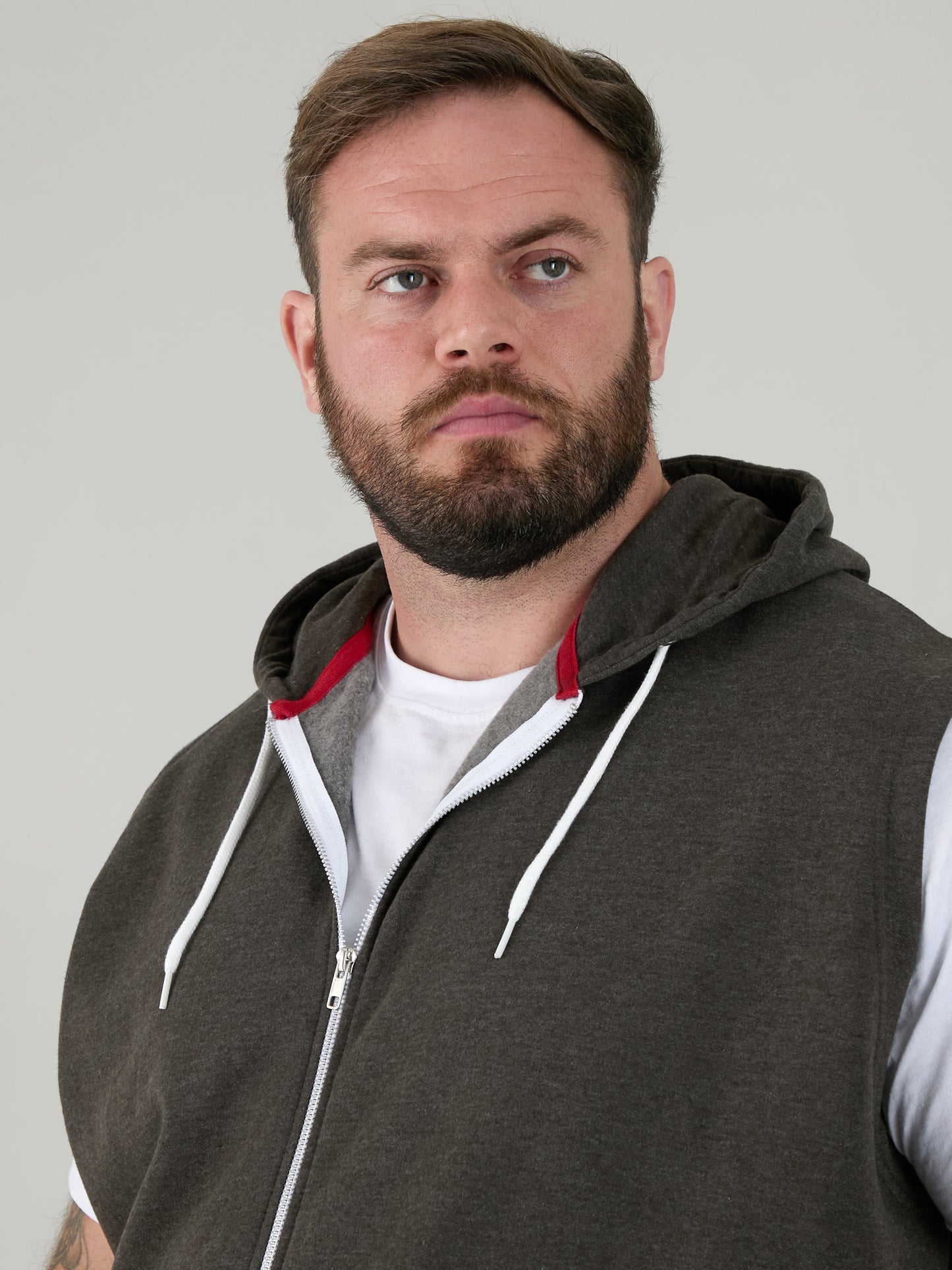 BLAKE-D555 Charcoal Sleeveless Fleece Hoody