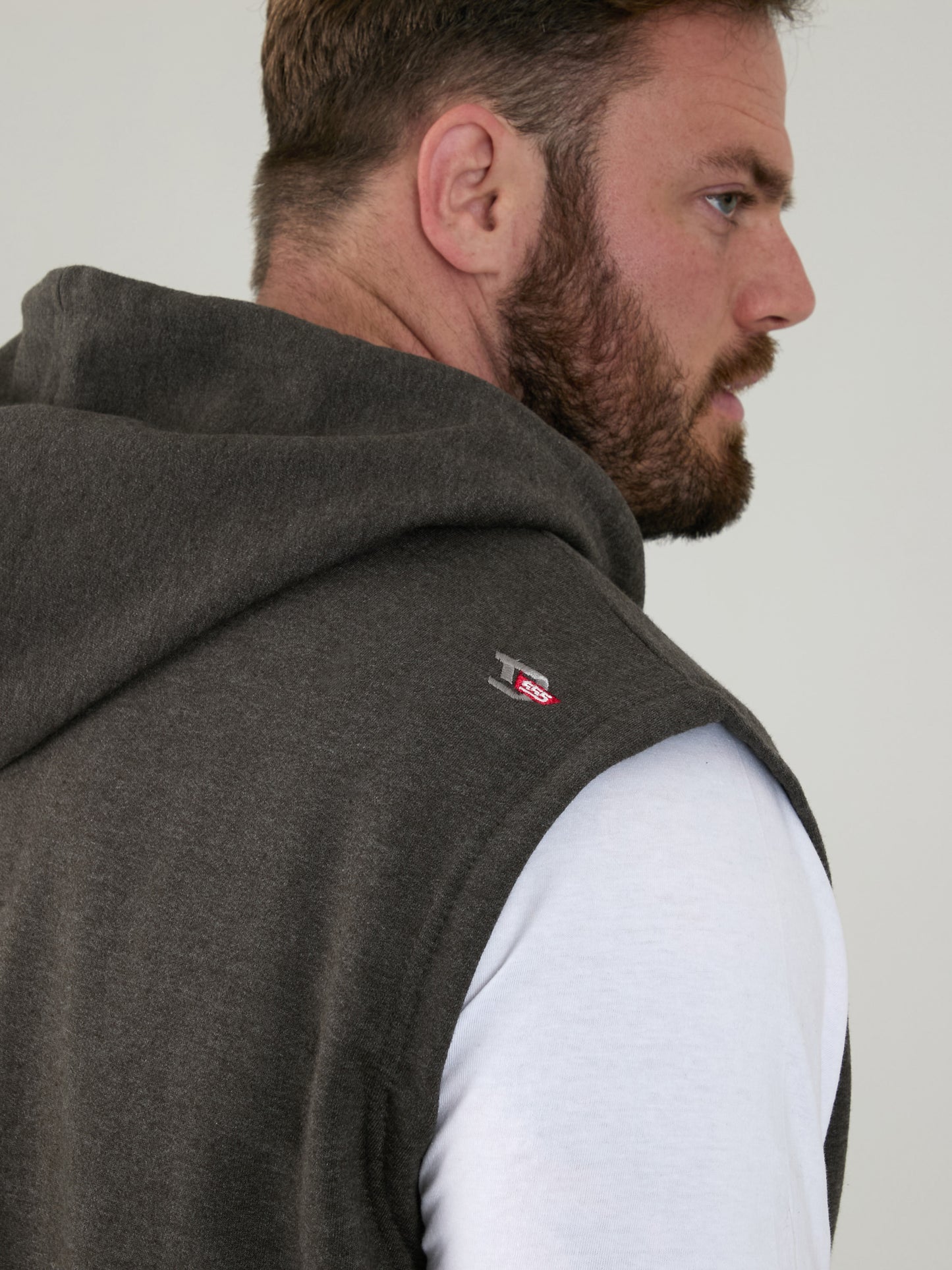 BLAKE-D555 Charcoal Sleeveless Fleece Hoody