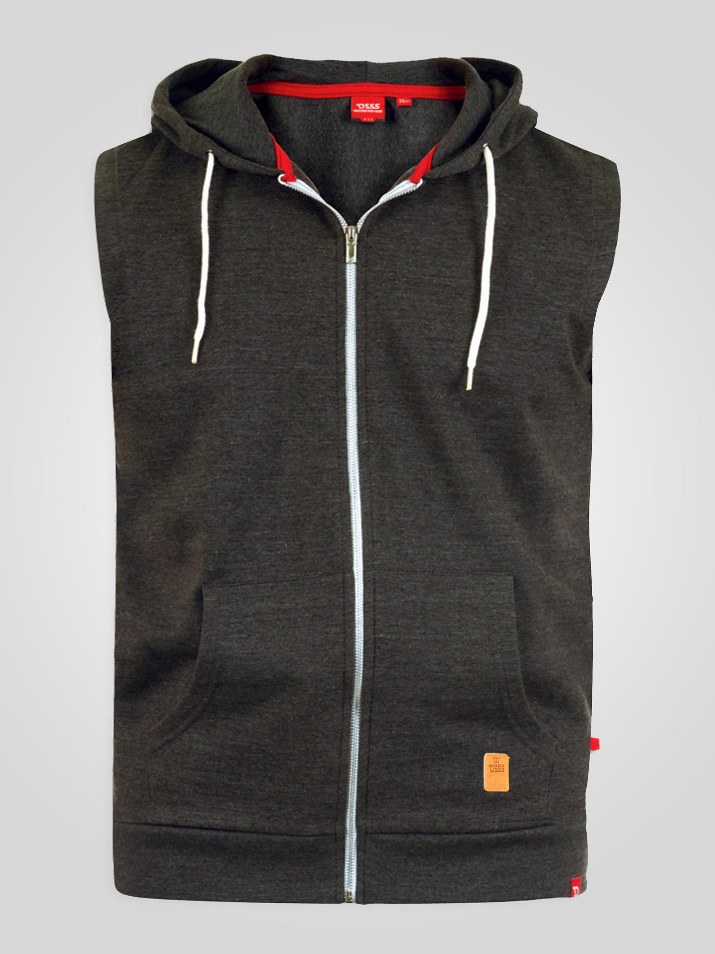BLAKE-D555 Charcoal Sleeveless Fleece Hoody