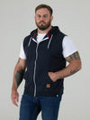 BLAKE-D555 Navy Blue Sleeveless Fleece Hoody