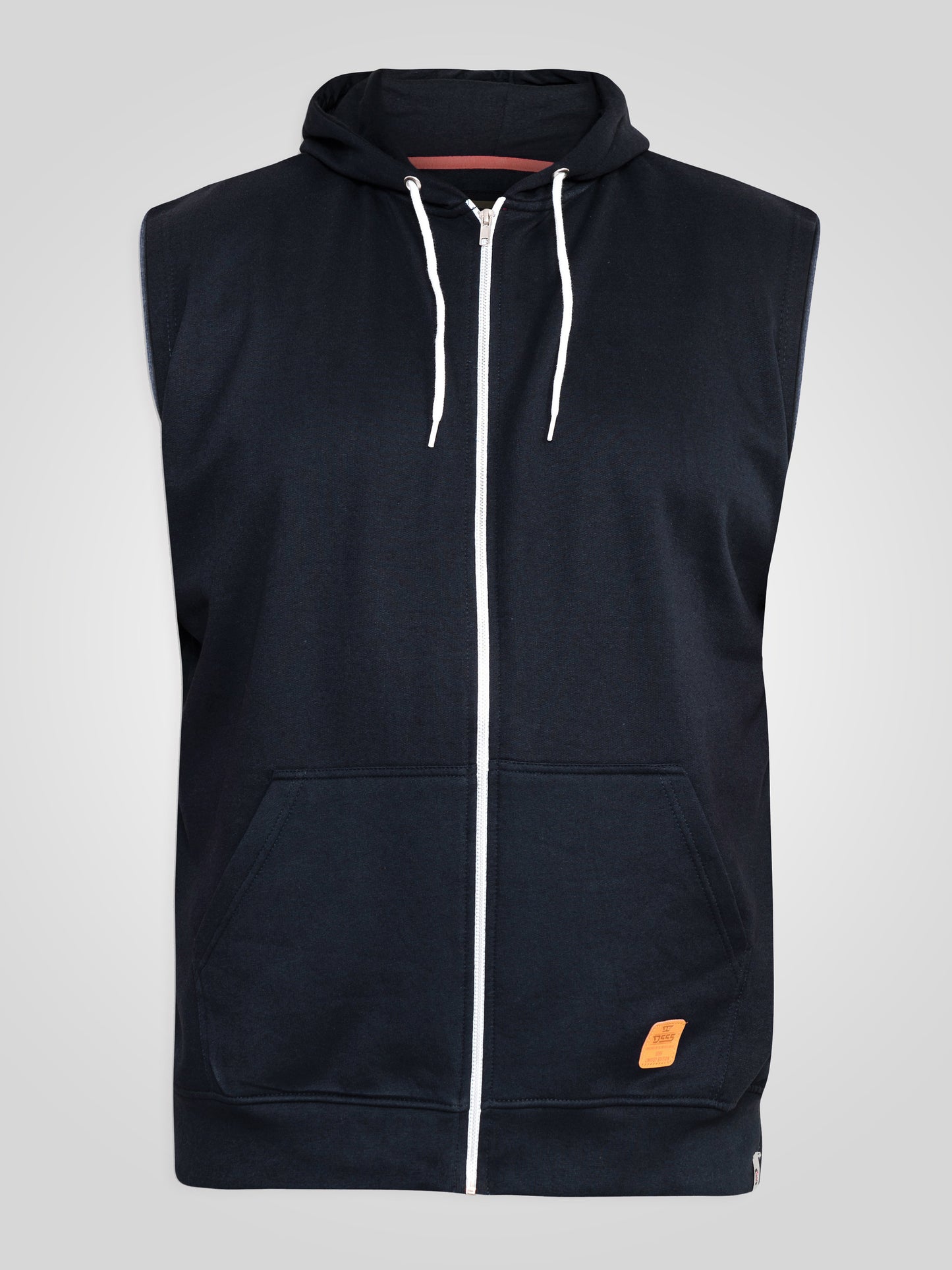 BLAKE-D555 Navy Blue Sleeveless Fleece Hoody