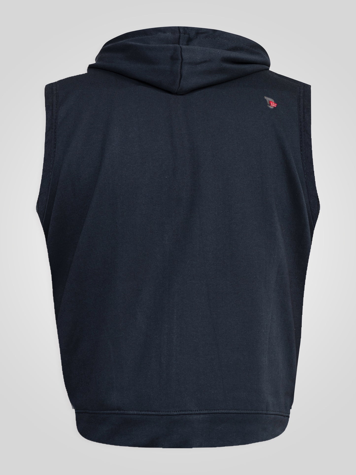 BLAKE-D555 Navy Blue Sleeveless Fleece Hoody