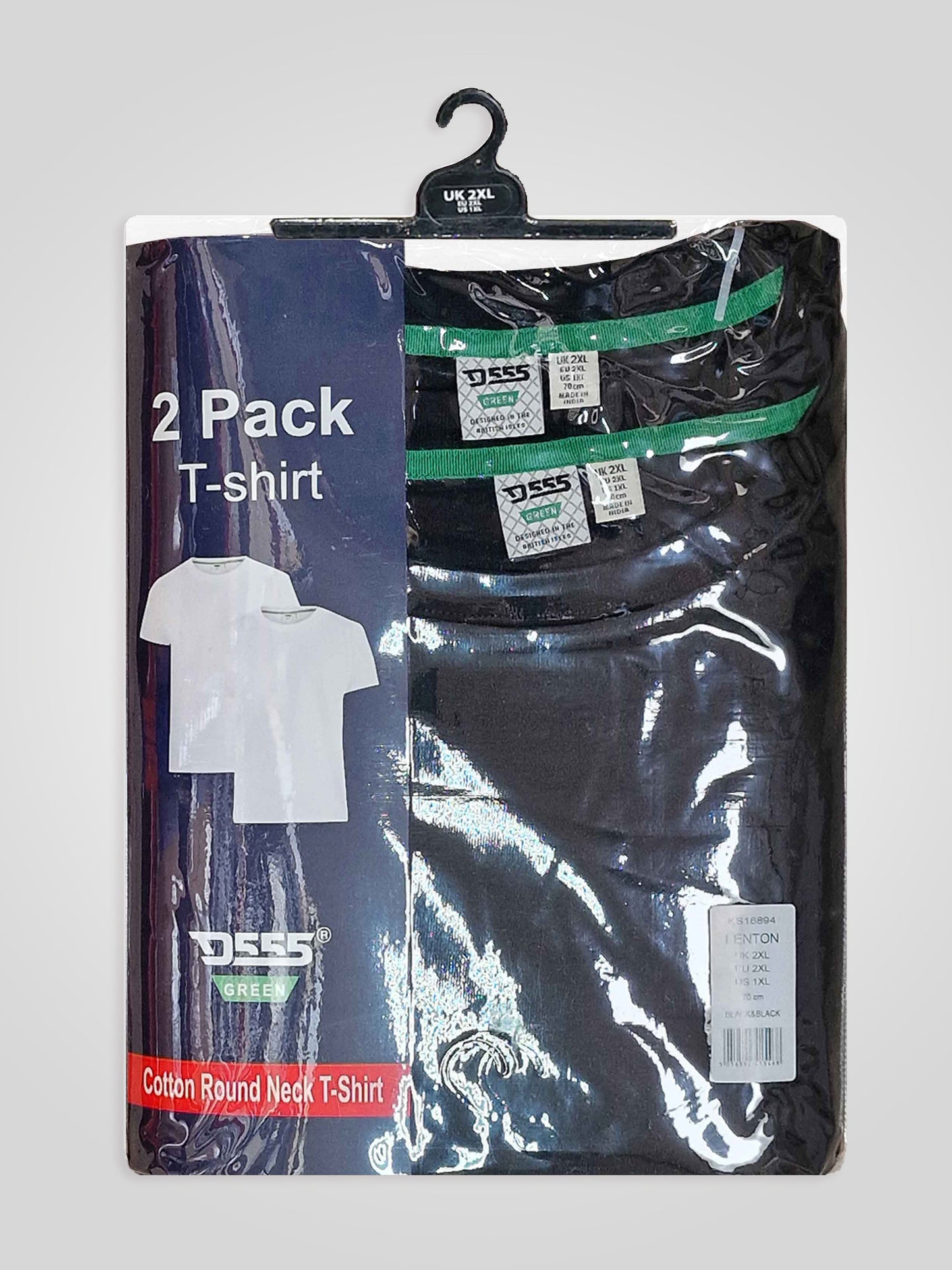 FENTON -D555 Black/Black Pack Of 2 Crew Neck T-Shirt