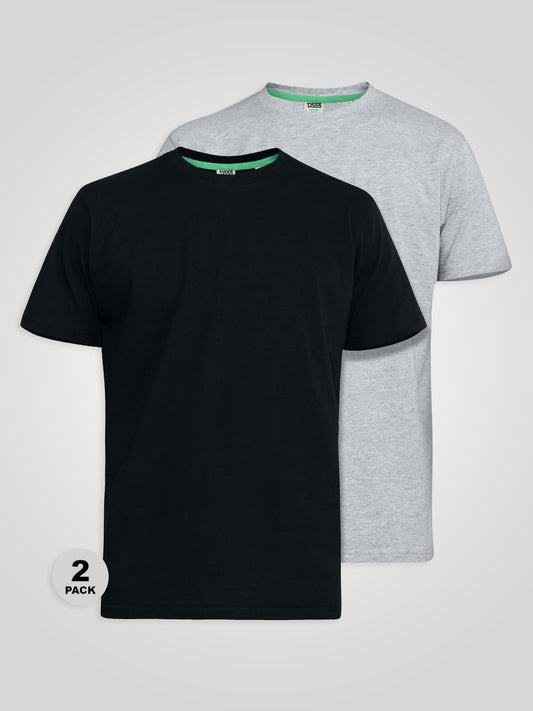FENTON -D555 Black/Grey Pack Of 2 Crew Neck T-Shirt