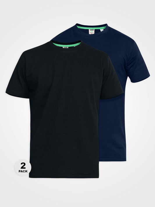 FENTON -D555 Black/Navy Pack Of 2 Crew Neck T-Shirt
