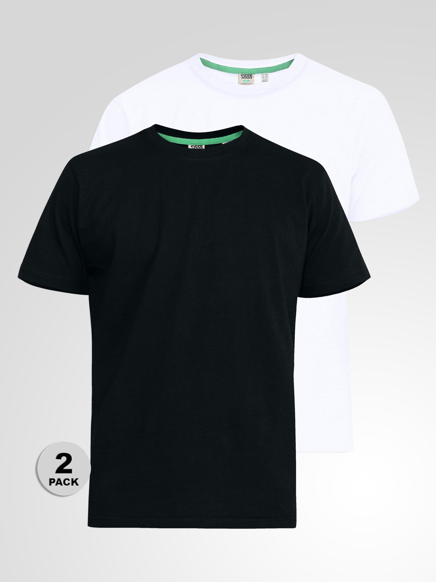 FENTON -D555 Black/White Pack Of 2 Crew Neck T-Shirt