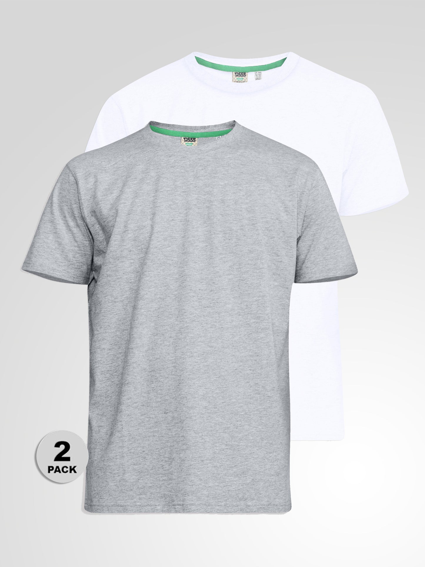 FENTON -D555 Grey/White Pack Of 2 Crew Neck T-Shirt