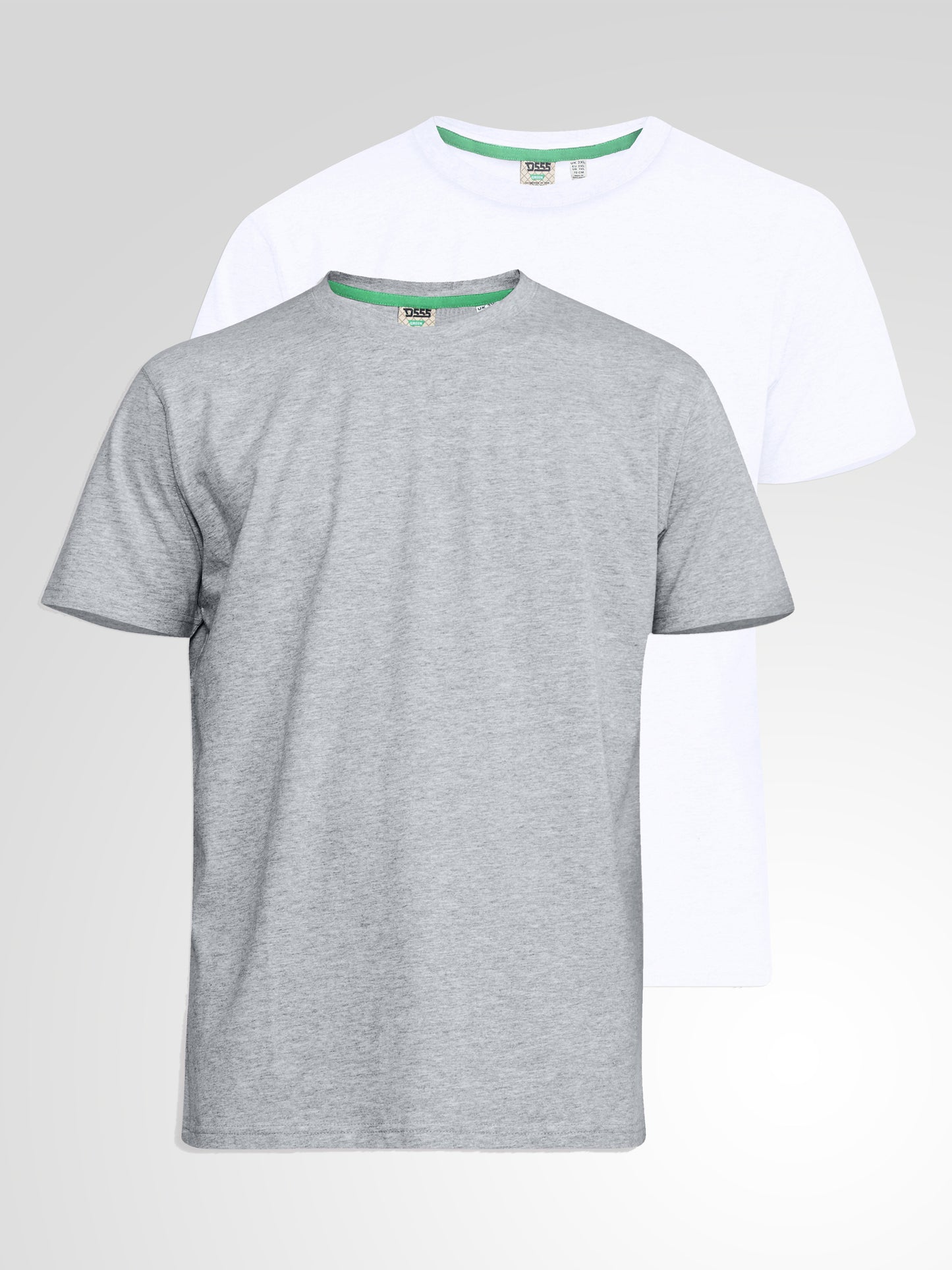 FENTON -D555 Grey/White Pack Of 2 Crew Neck T-Shirt