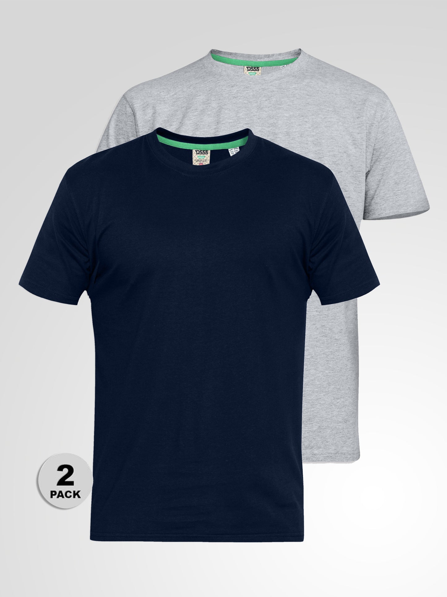 FENTON -D555 Navy/Grey Pack Of 2 Crew Neck T-Shirt