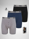 DRIVER 1 -D555 Black/Grey/Navy Pack Of 3 Cotton Boxer Short