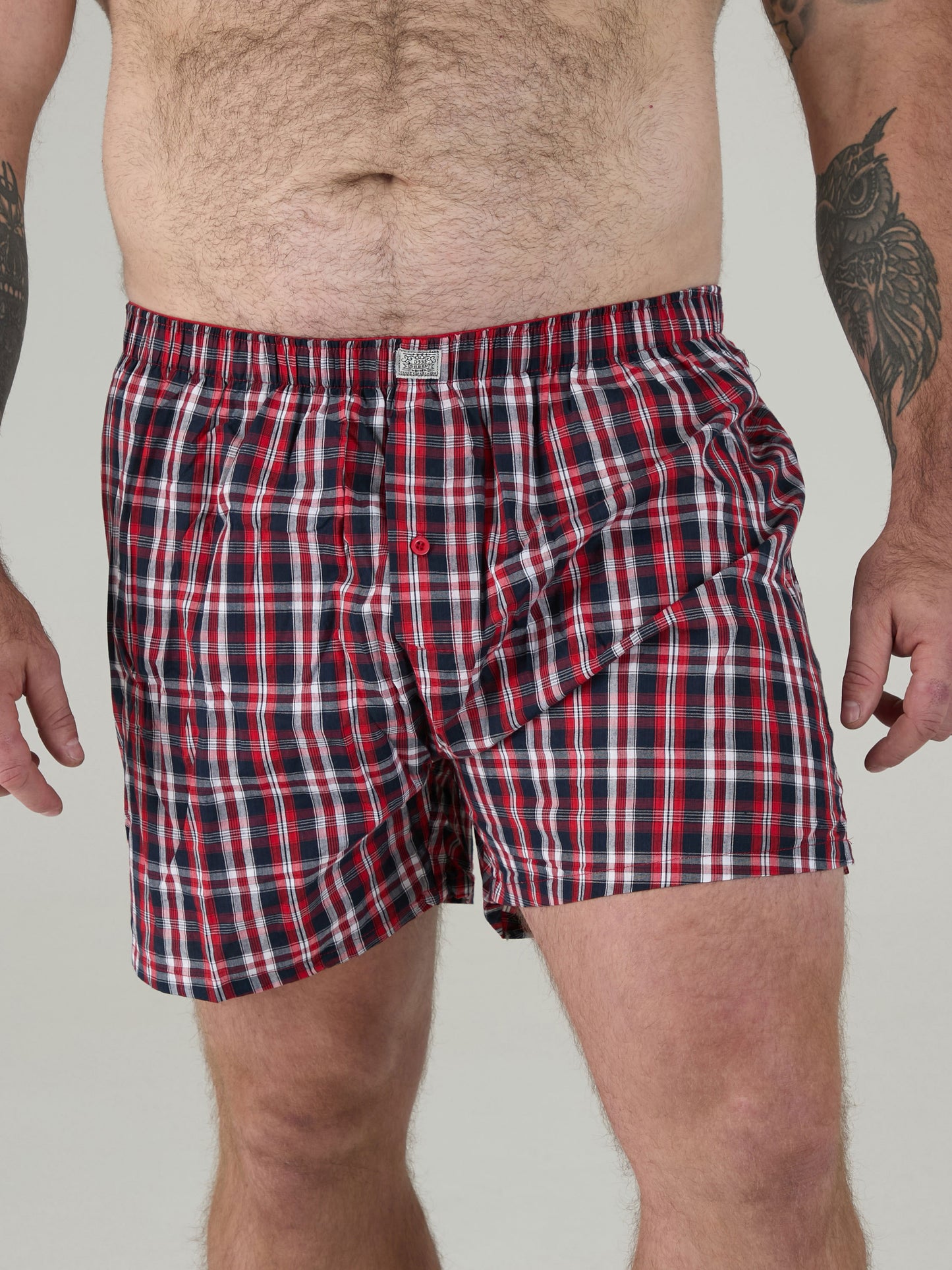 PLAID -D555 Navy/Red Pack Of 2 Woven Boxer Shorts