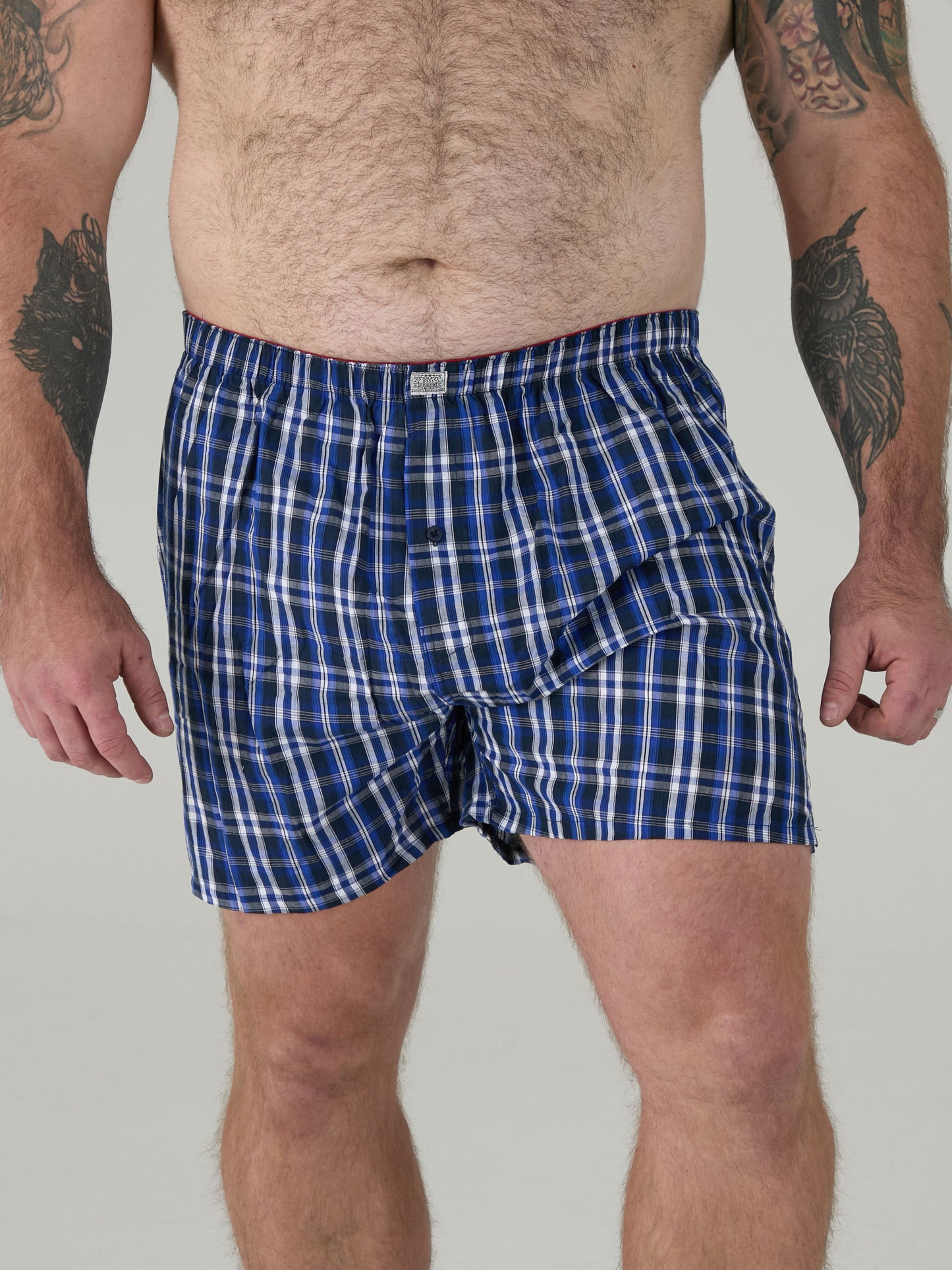 PLAID -D555 Navy/Red Pack Of 2 Woven Boxer Shorts