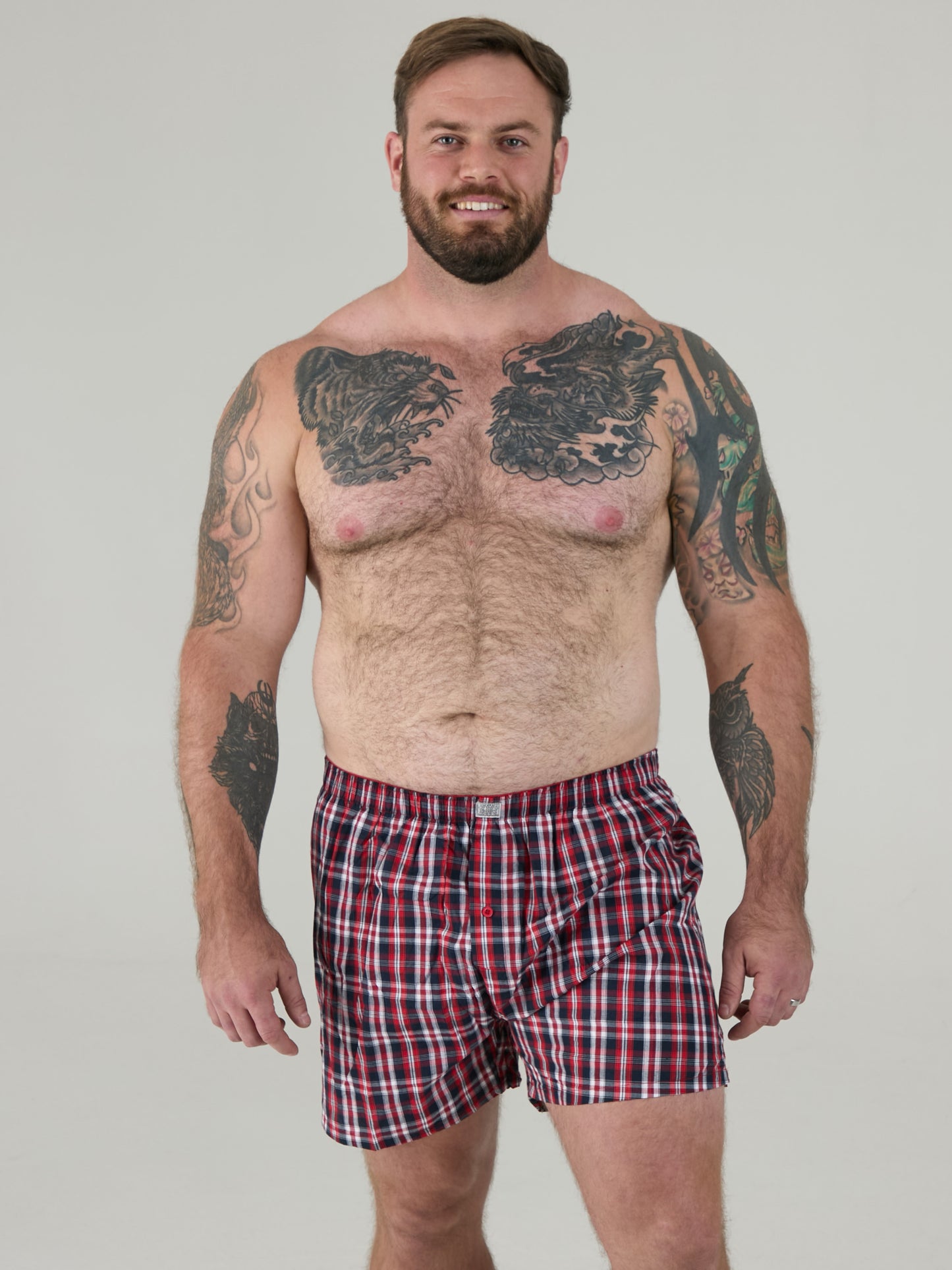 PLAID -D555 Navy/Red Pack Of 2 Woven Boxer Shorts