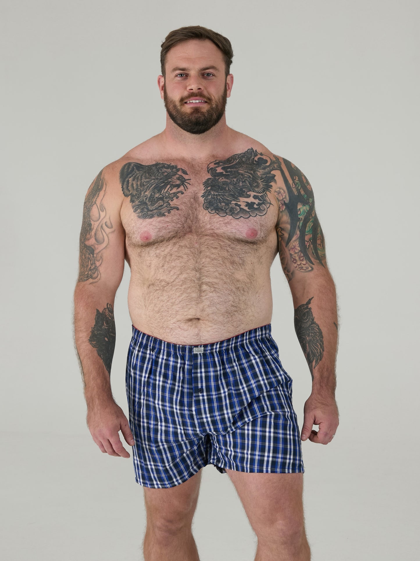 PLAID -D555 Navy/Red Pack Of 2 Woven Boxer Shorts