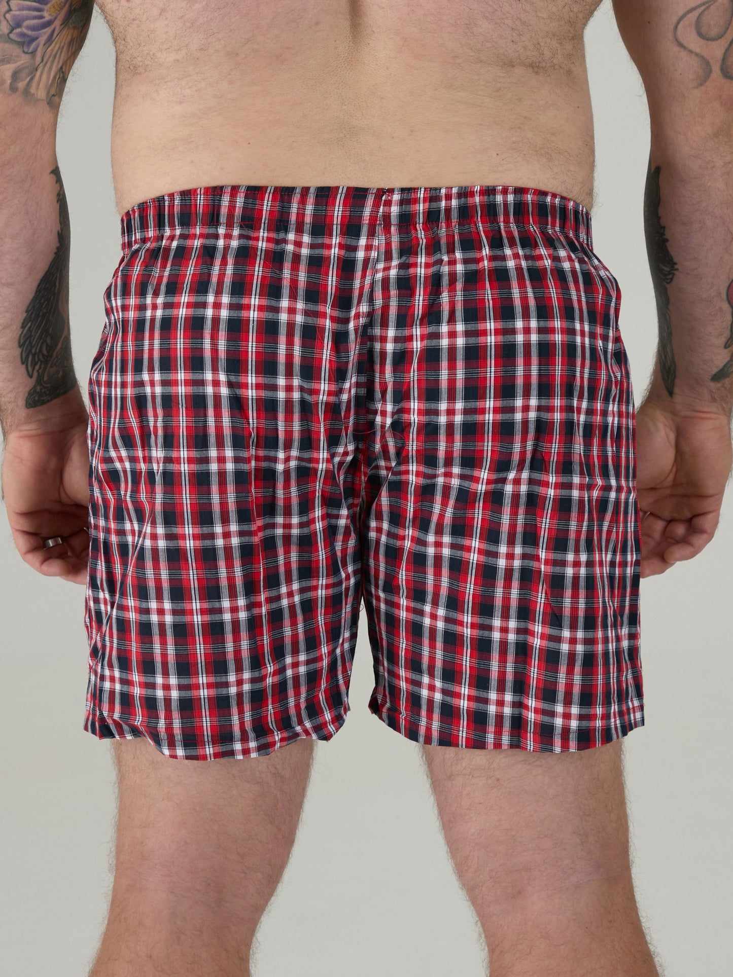 PLAID -D555 Navy/Red Pack Of 2 Woven Boxer Shorts