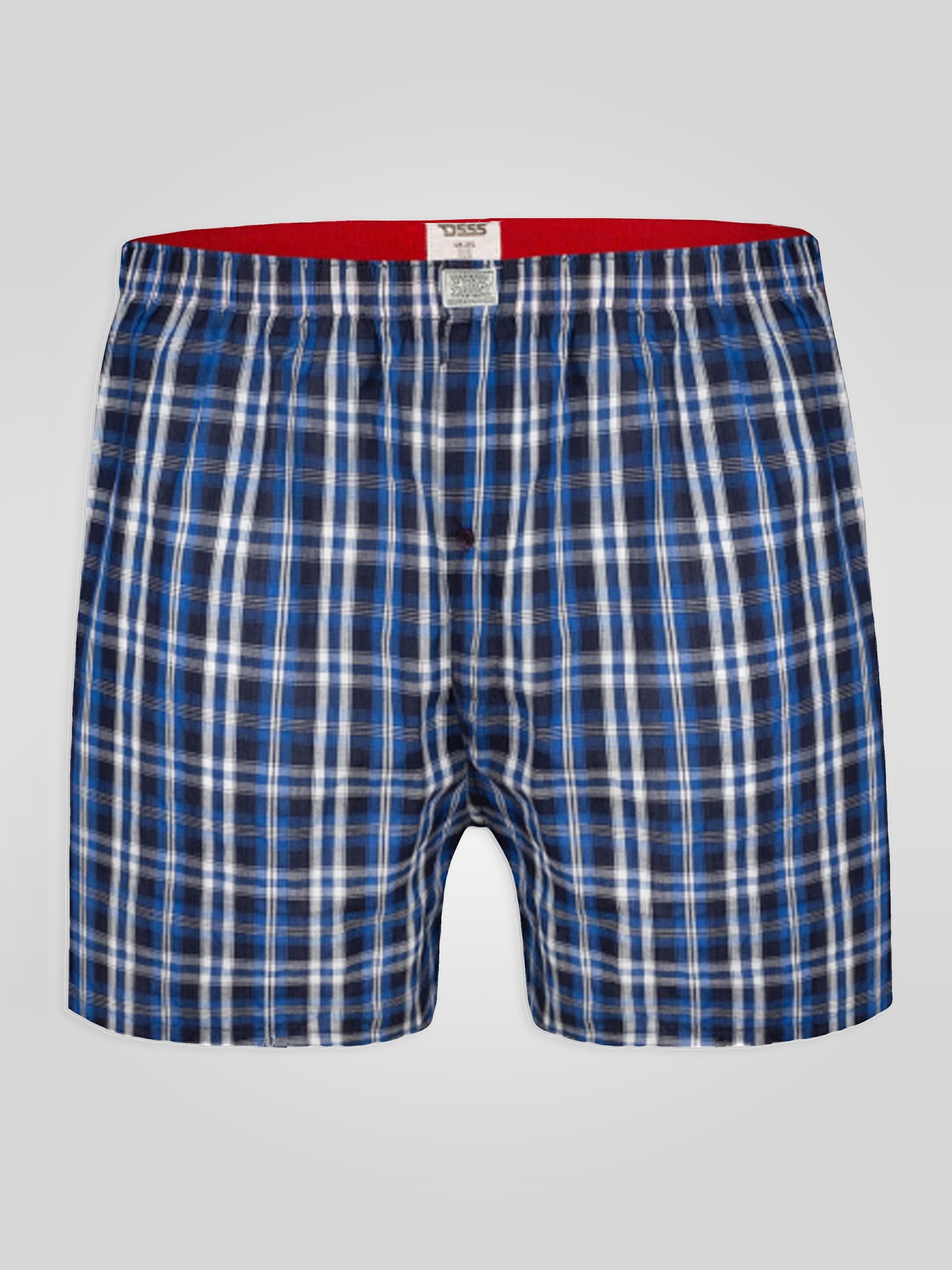 PLAID -D555 Navy/Red Pack Of 2 Woven Boxer Shorts