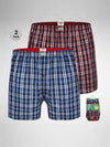 PLAID -D555 Navy/Red Pack Of 2 Woven Boxer Shorts