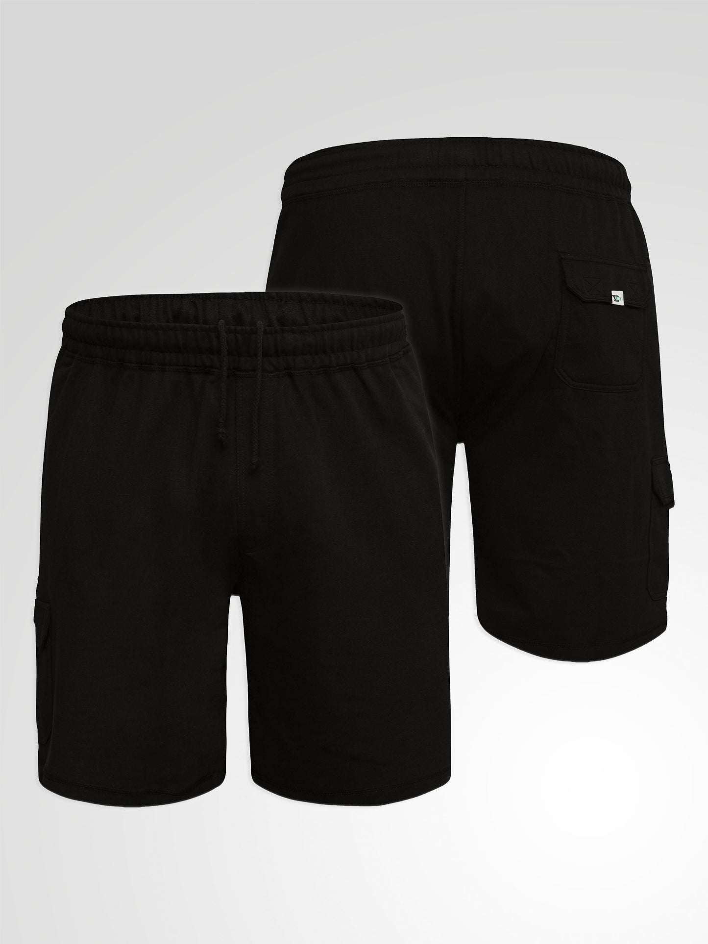 JOHN -D555 Black Lightweight Fleece Cotton Cargo Shorts with Zipper Pockets