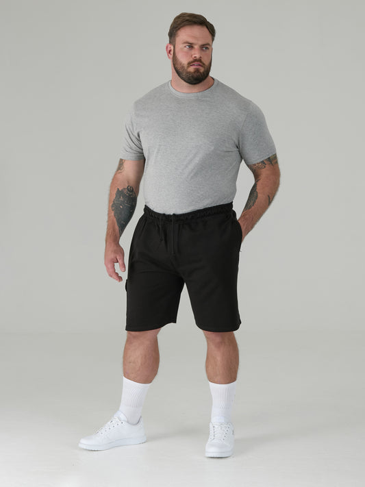JOHN -D555 Black Lightweight Fleece Cotton Cargo Shorts with Zipper Pockets