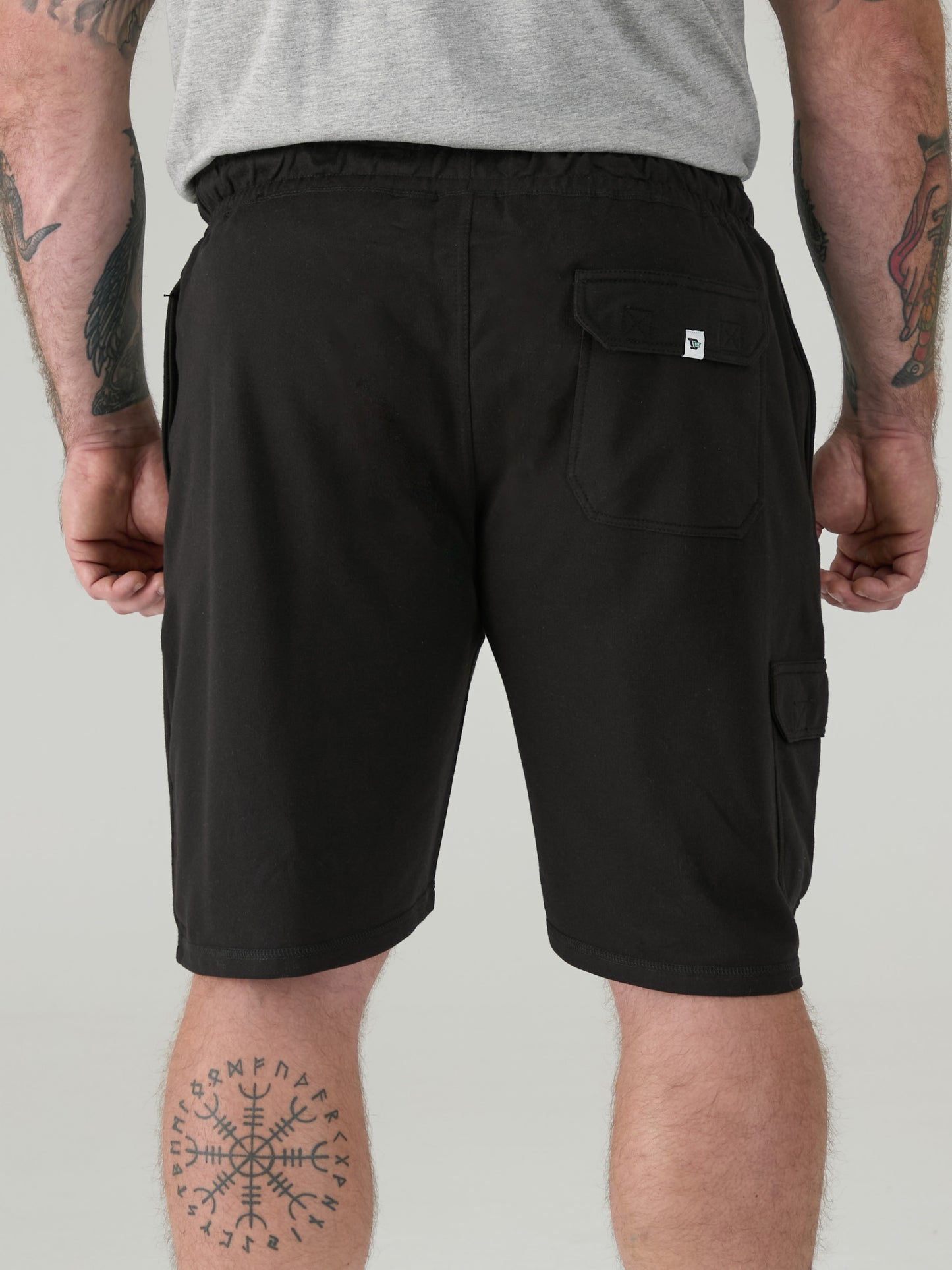 JOHN -D555 Black Lightweight Fleece Cotton Cargo Shorts with Zipper Pockets