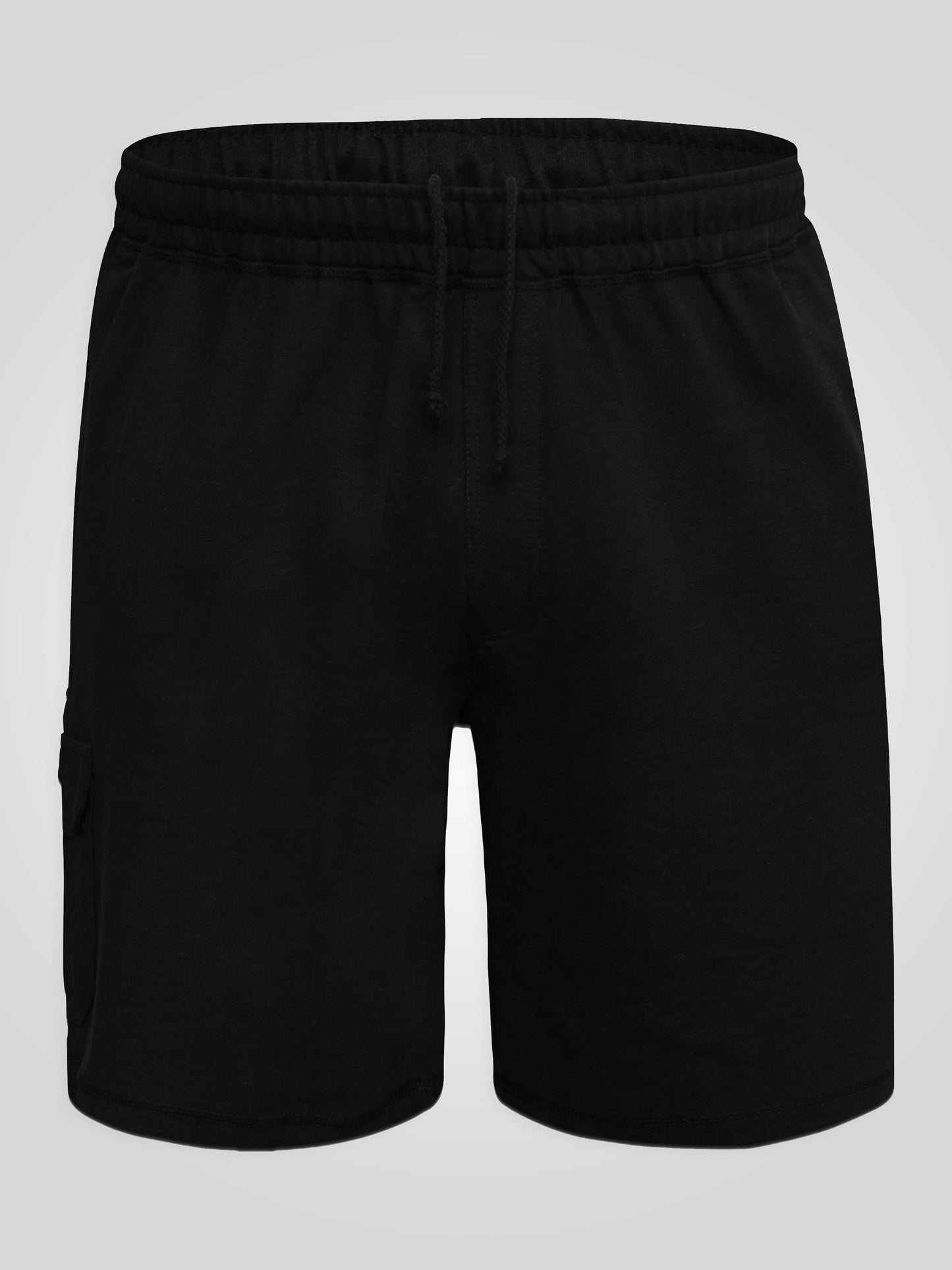 JOHN -D555 Black Lightweight Fleece Cotton Cargo Shorts with Zipper Pockets