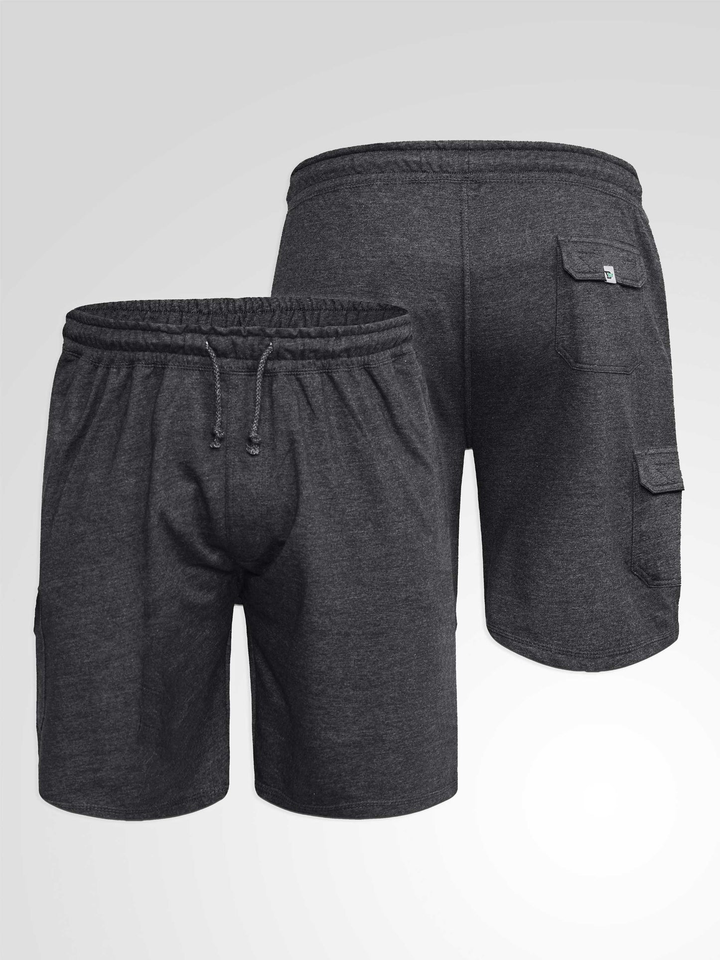 JOHN -D555 Grey Lightweight Fleece Cotton Cargo Shorts with Zipper Pockets
