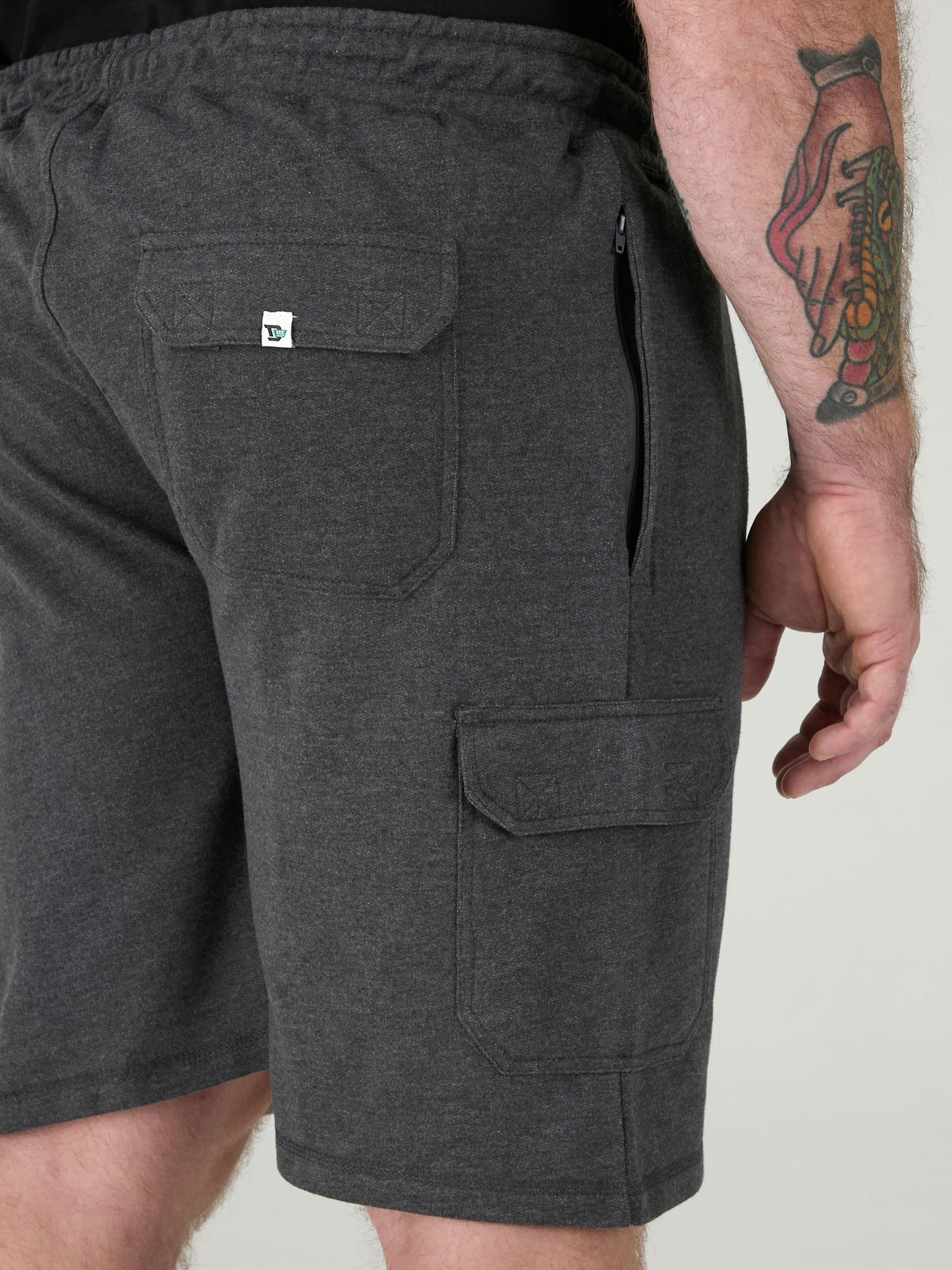 JOHN -D555 Grey Lightweight Fleece Cotton Cargo Shorts with Zipper Pockets