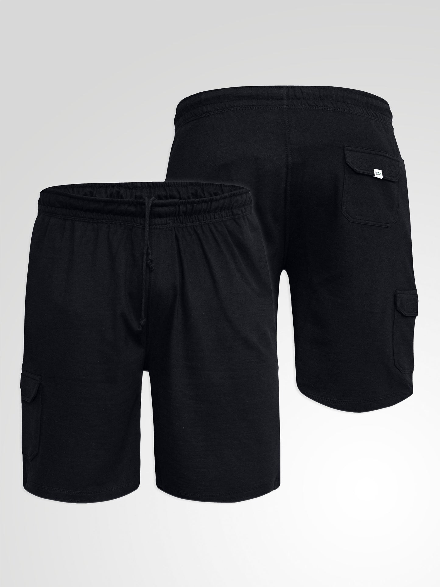 JOHN -D555 Navy Blue Lightweight Fleece Cotton Cargo Shorts with Zipper Pockets