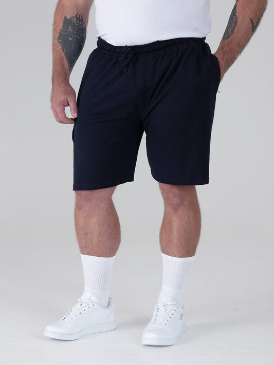 JOHN -D555 Navy Blue Lightweight Fleece Cotton Cargo Shorts with Zipper Pockets