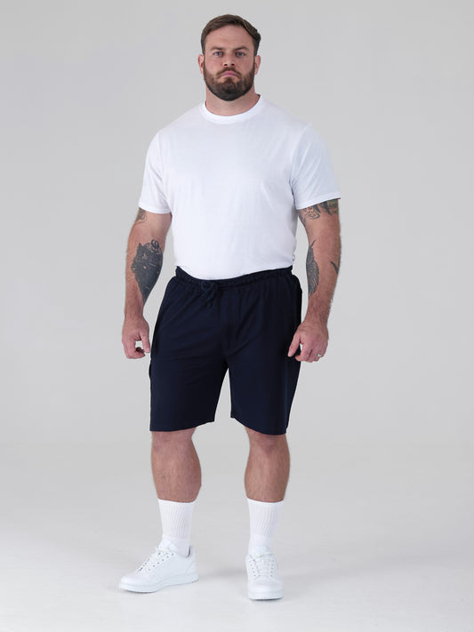 JOHN -D555 Navy Blue Lightweight Fleece Cotton Cargo Shorts with Zipper Pockets