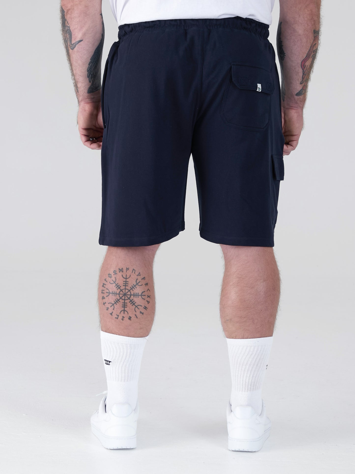 JOHN -D555 Navy Blue Lightweight Fleece Cotton Cargo Shorts with Zipper Pockets