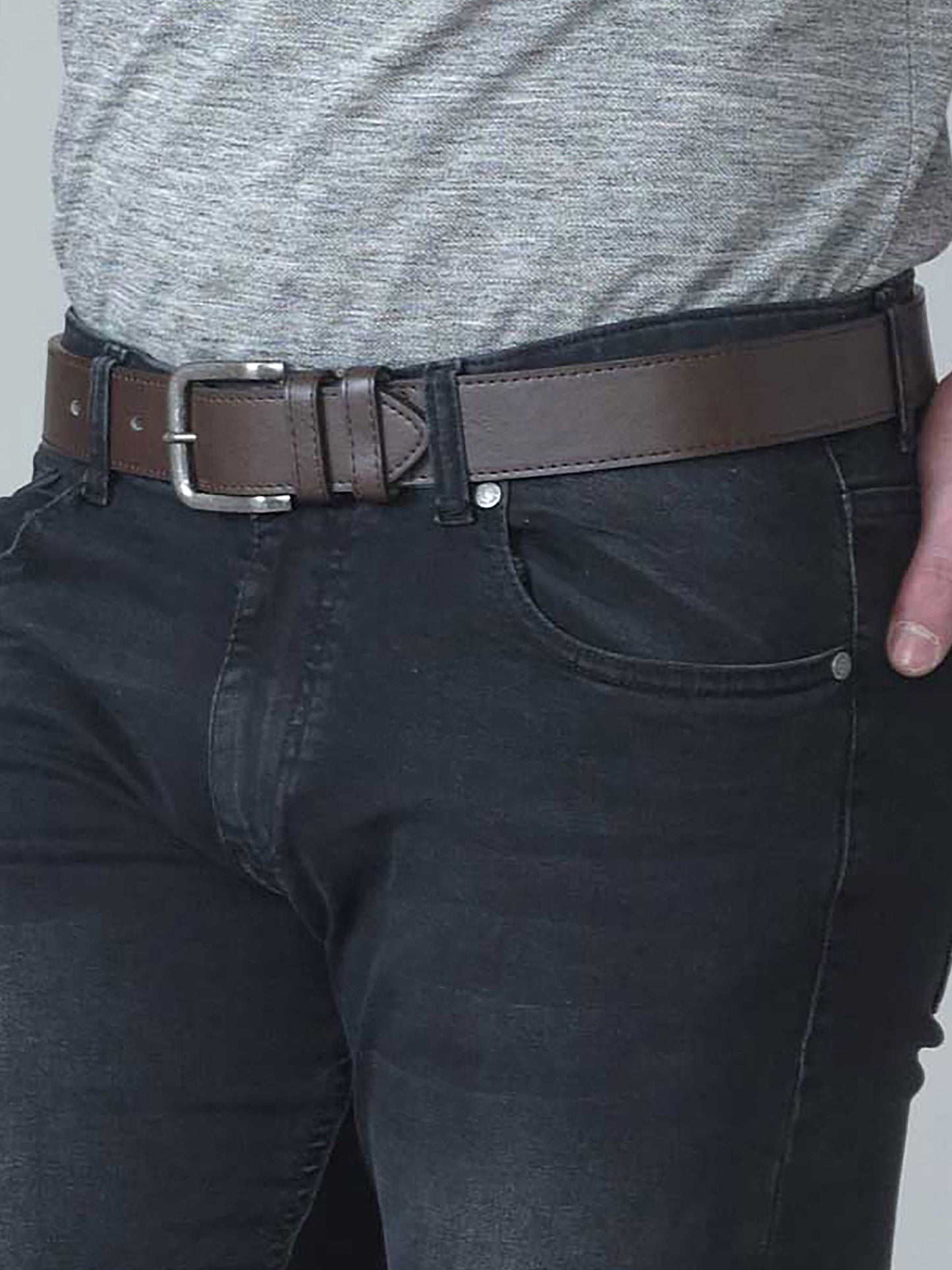 ARCHIE -D555 Brown Antique Buckle Jeans Belt 3.9Cm Width