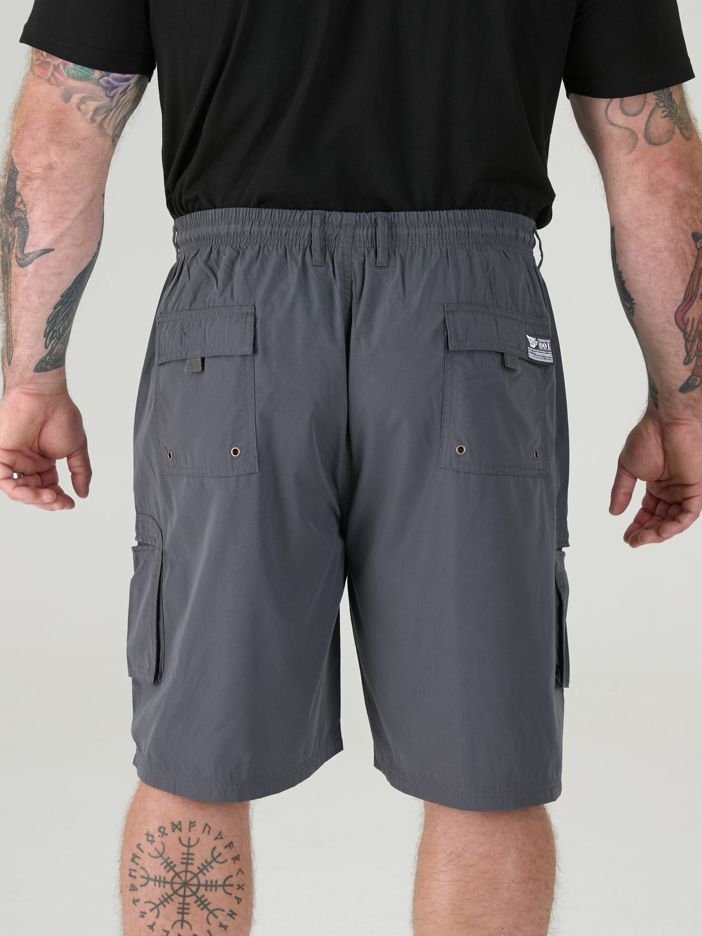 NICK -D555 Dark Grey Cargo Short with Shaped Leg Pockets