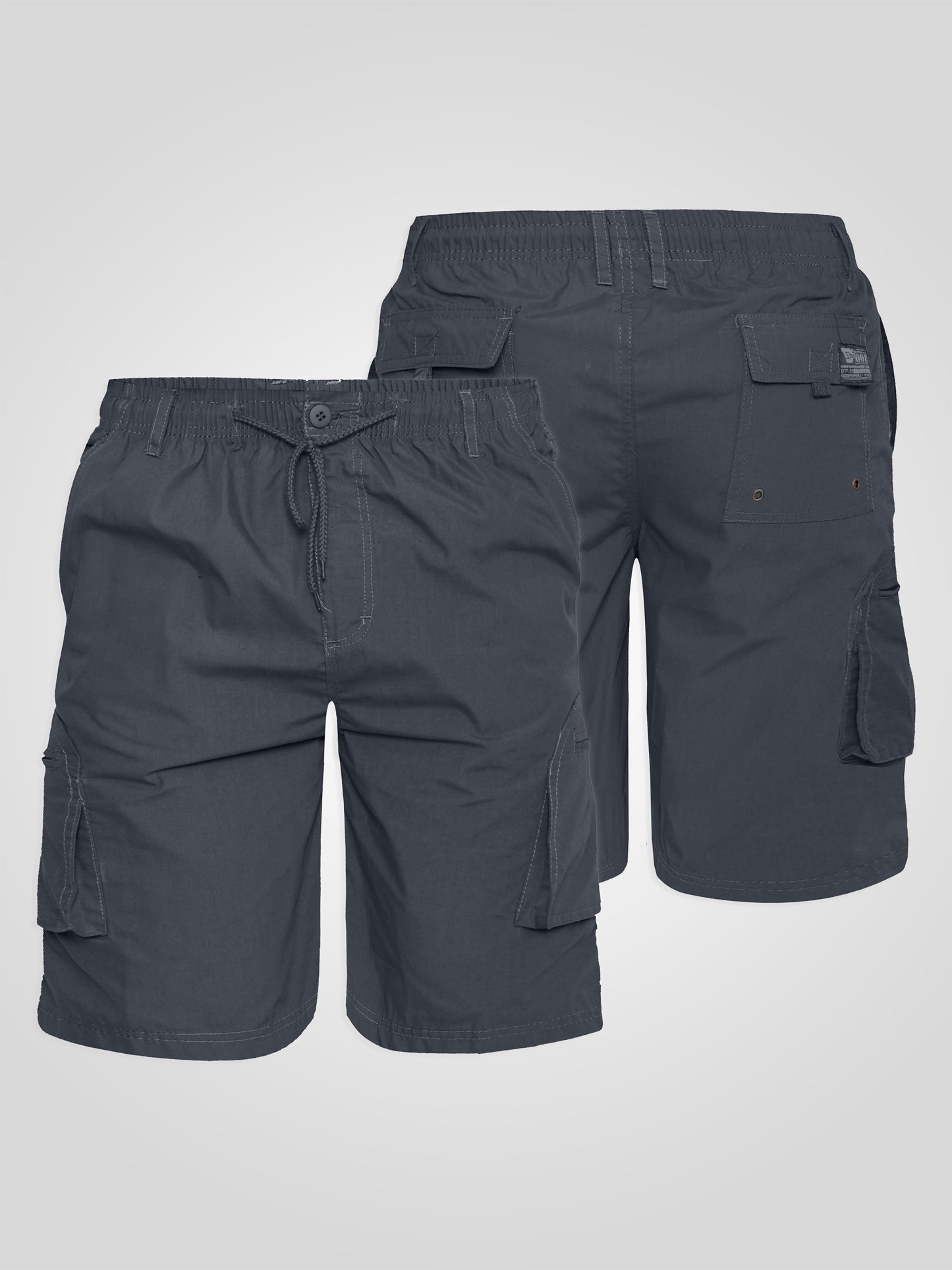 NICK -D555 Dark Grey Cargo Short with Shaped Leg Pockets