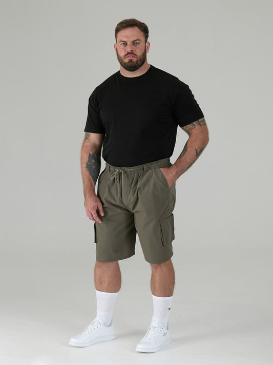 NICK -D555 Khaki Green Cargo Short with Shaped Leg Pockets