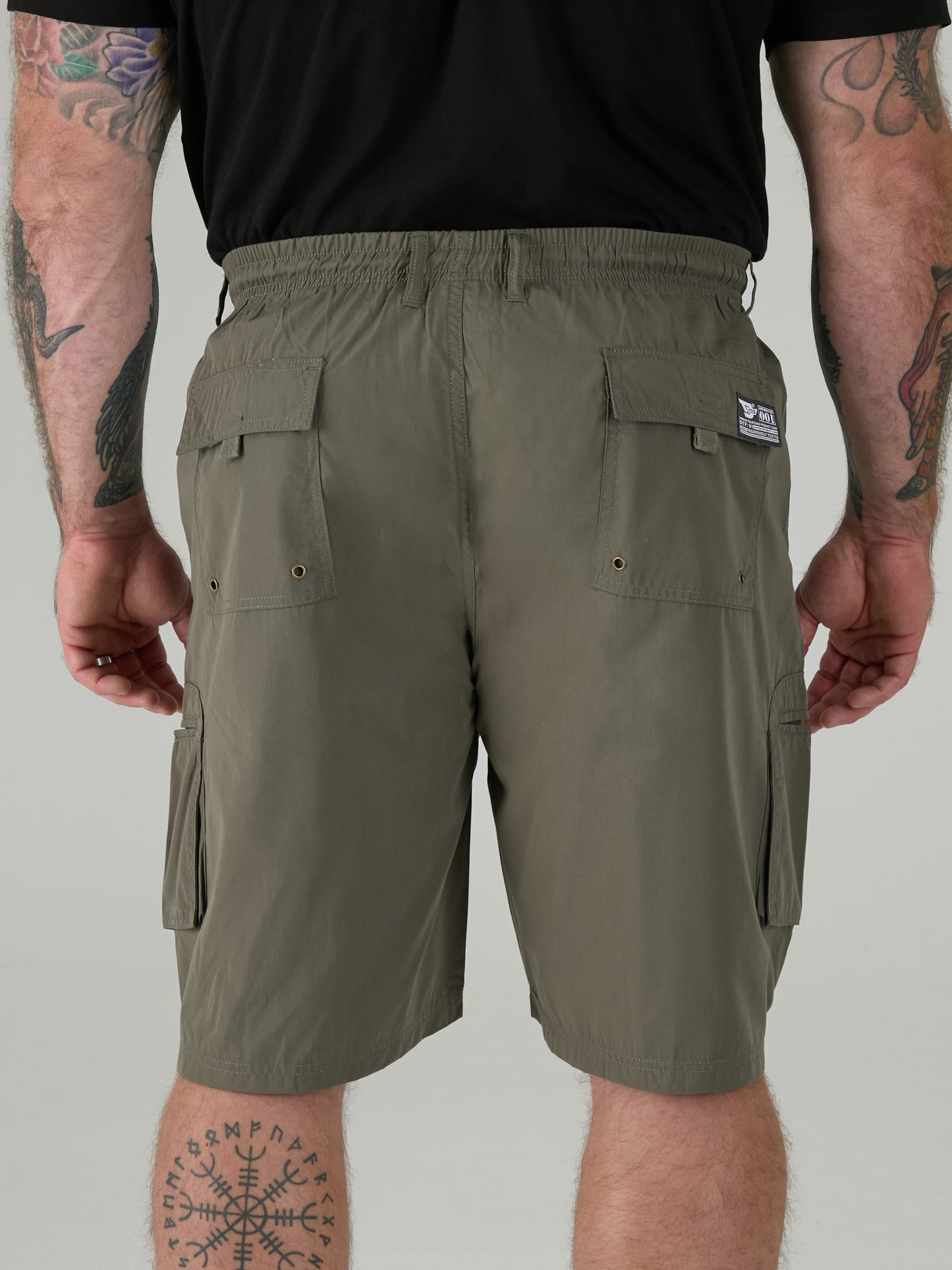 NICK -D555 Khaki Green Cargo Short with Shaped Leg Pockets
