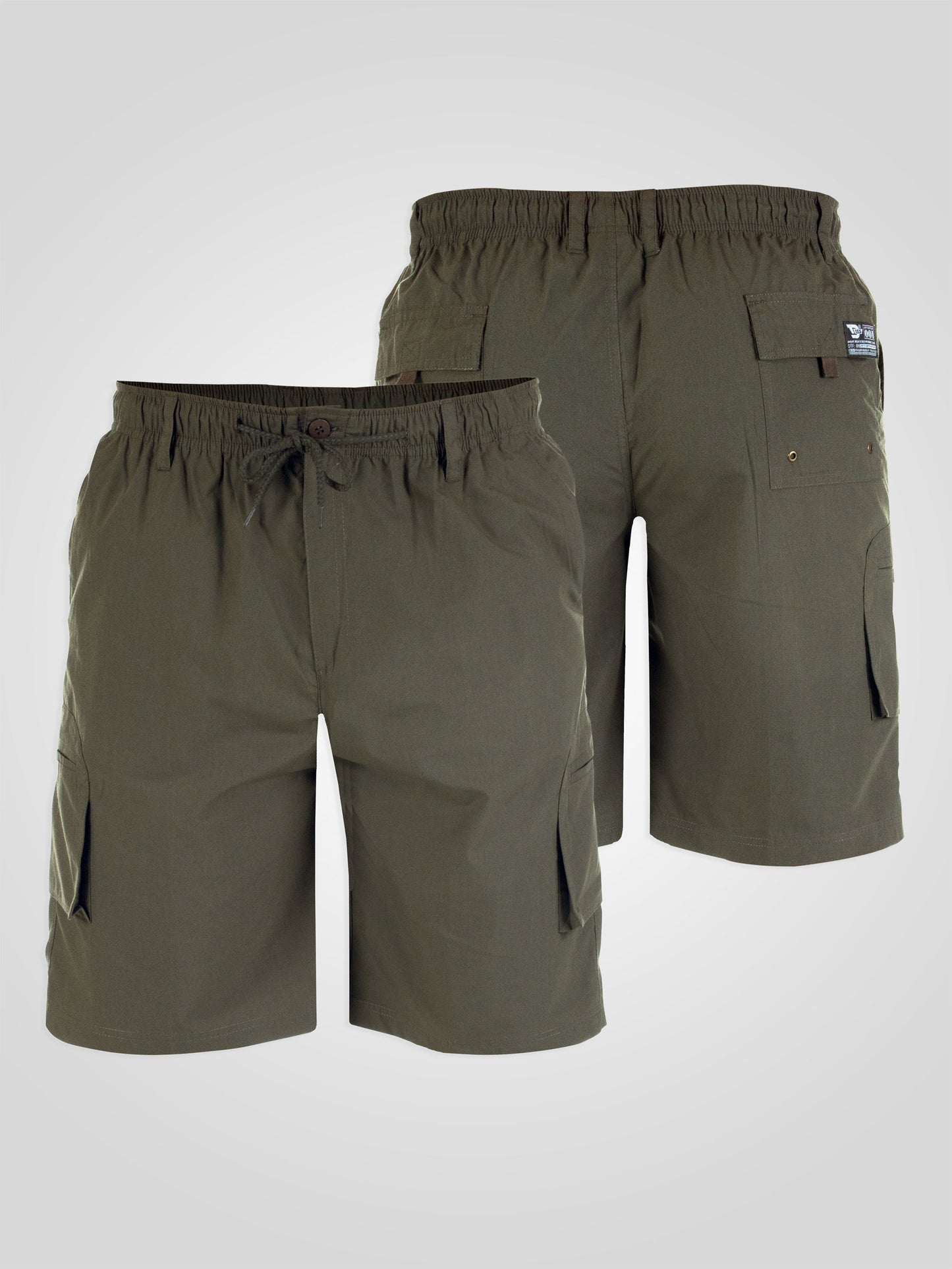 NICK -D555 Khaki Green Cargo Short with Shaped Leg Pockets