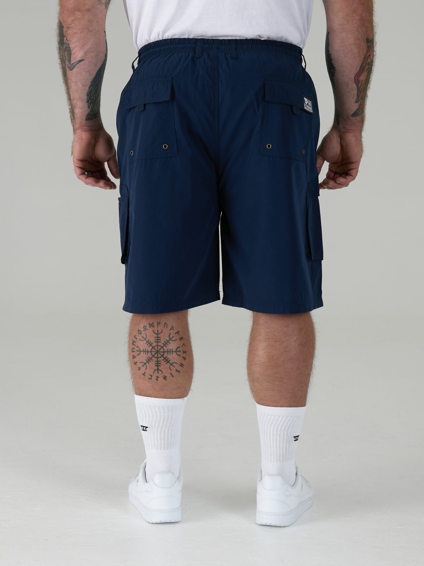 NICK -D555 Navy Blue Cargo Short with Shaped Leg Pockets