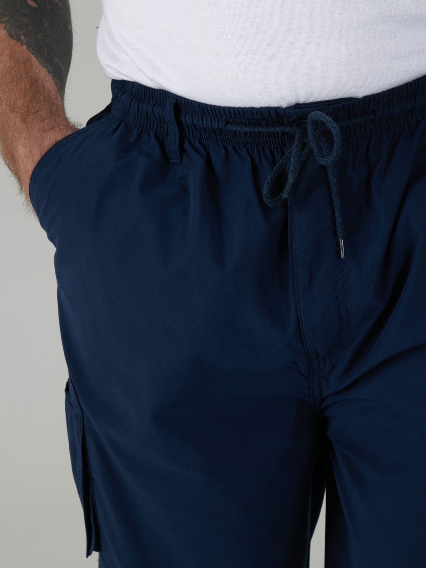 NICK -D555 Navy Blue Cargo Short with Shaped Leg Pockets