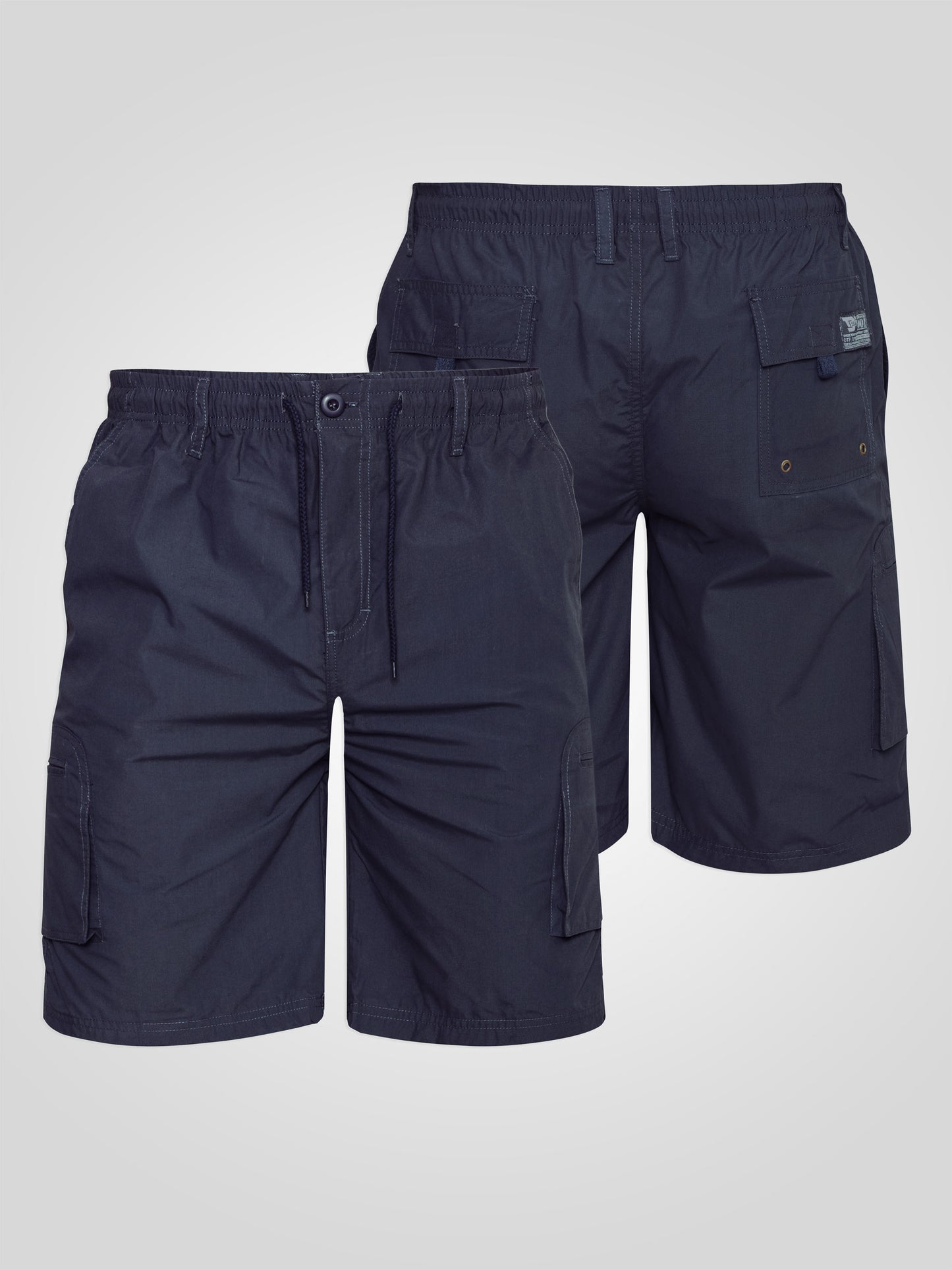 NICK -D555 Navy Blue Cargo Short with Shaped Leg Pockets