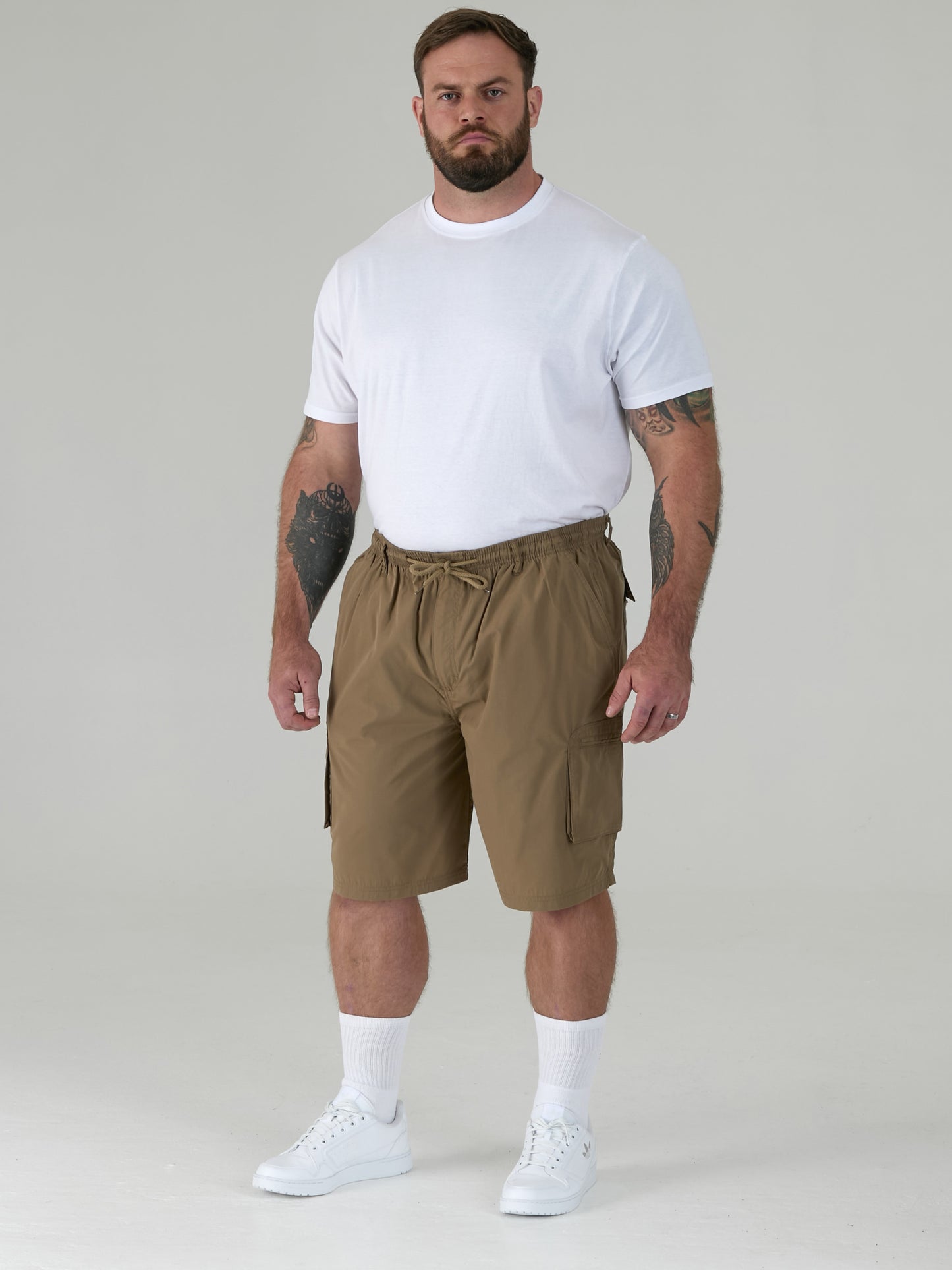 NICK -D555 Sand Cargo Short with Shaped Leg Pockets