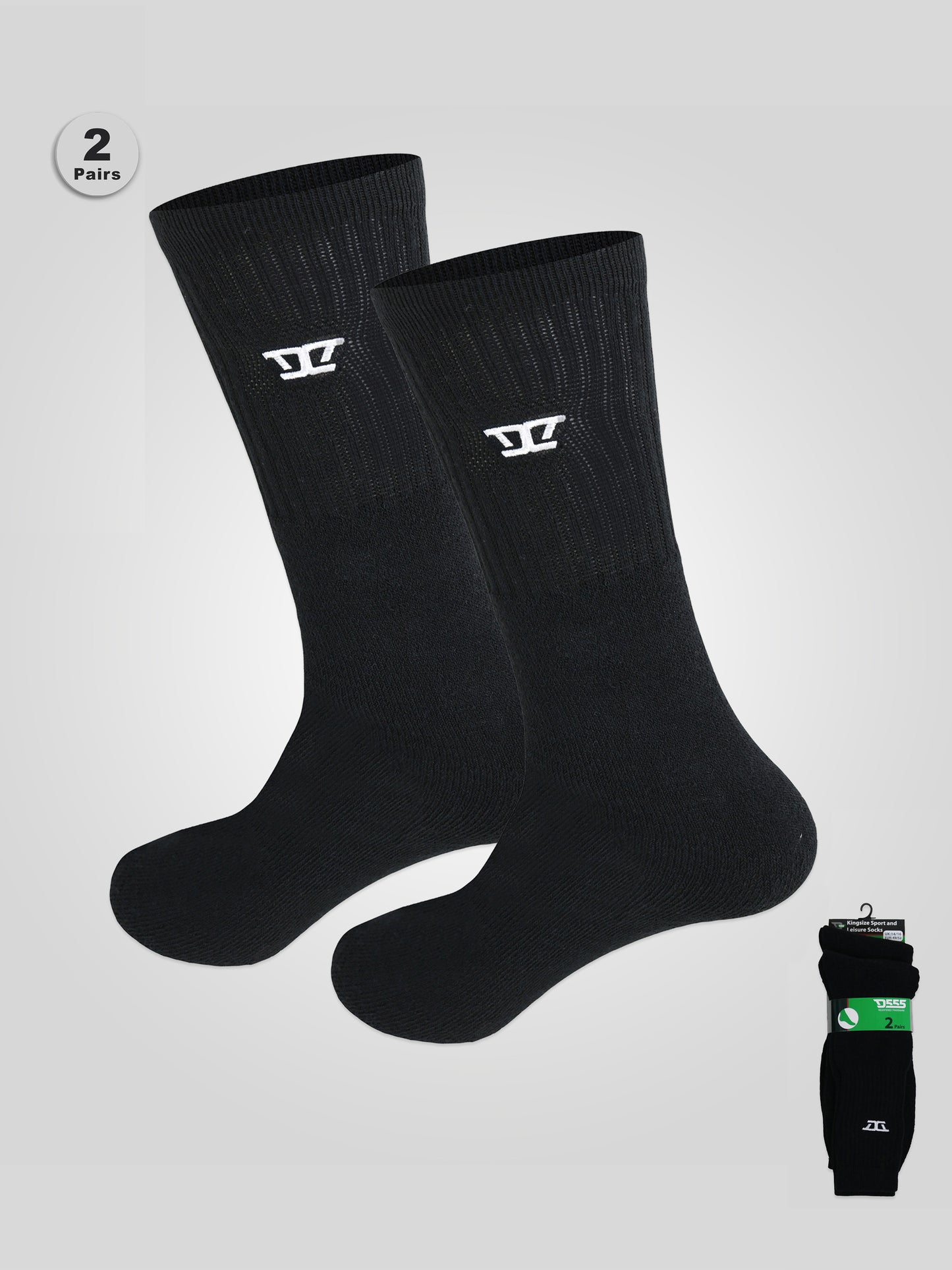 LOGAN -D555 Black Pack Of 2 Socks Sports and Leisure