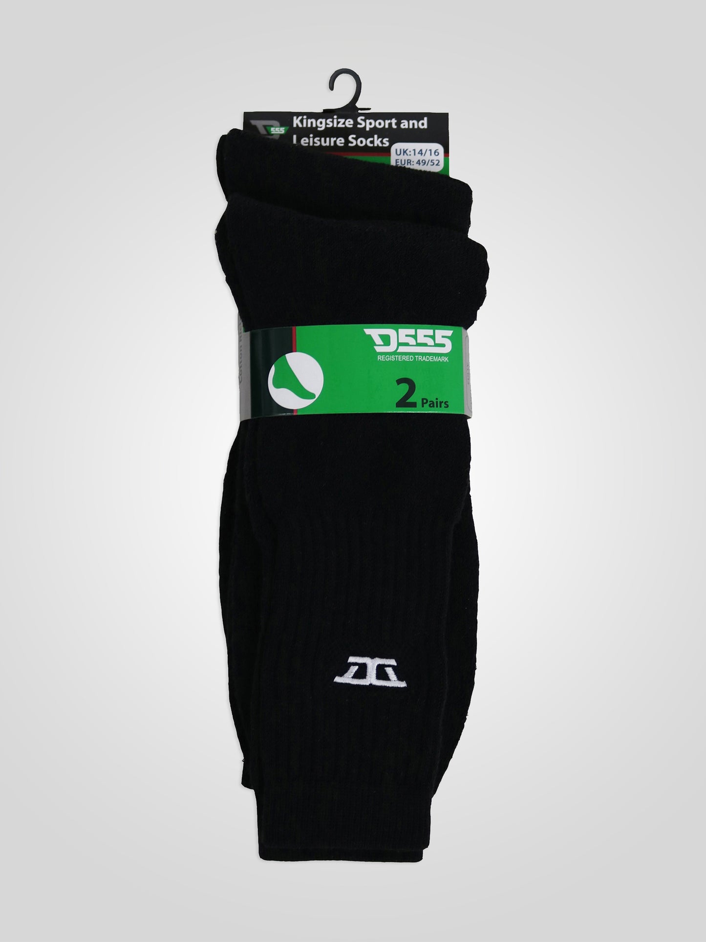 LOGAN -D555 Black Pack Of 2 Socks Sports and Leisure