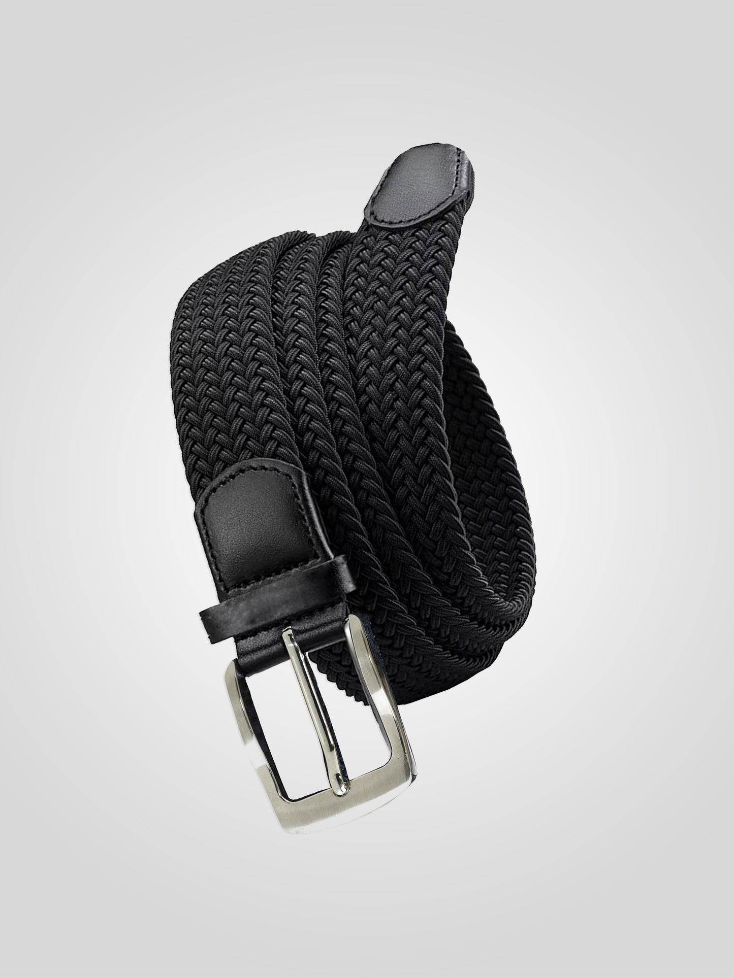 SIMON -D555 Black Stretch Braided Belt