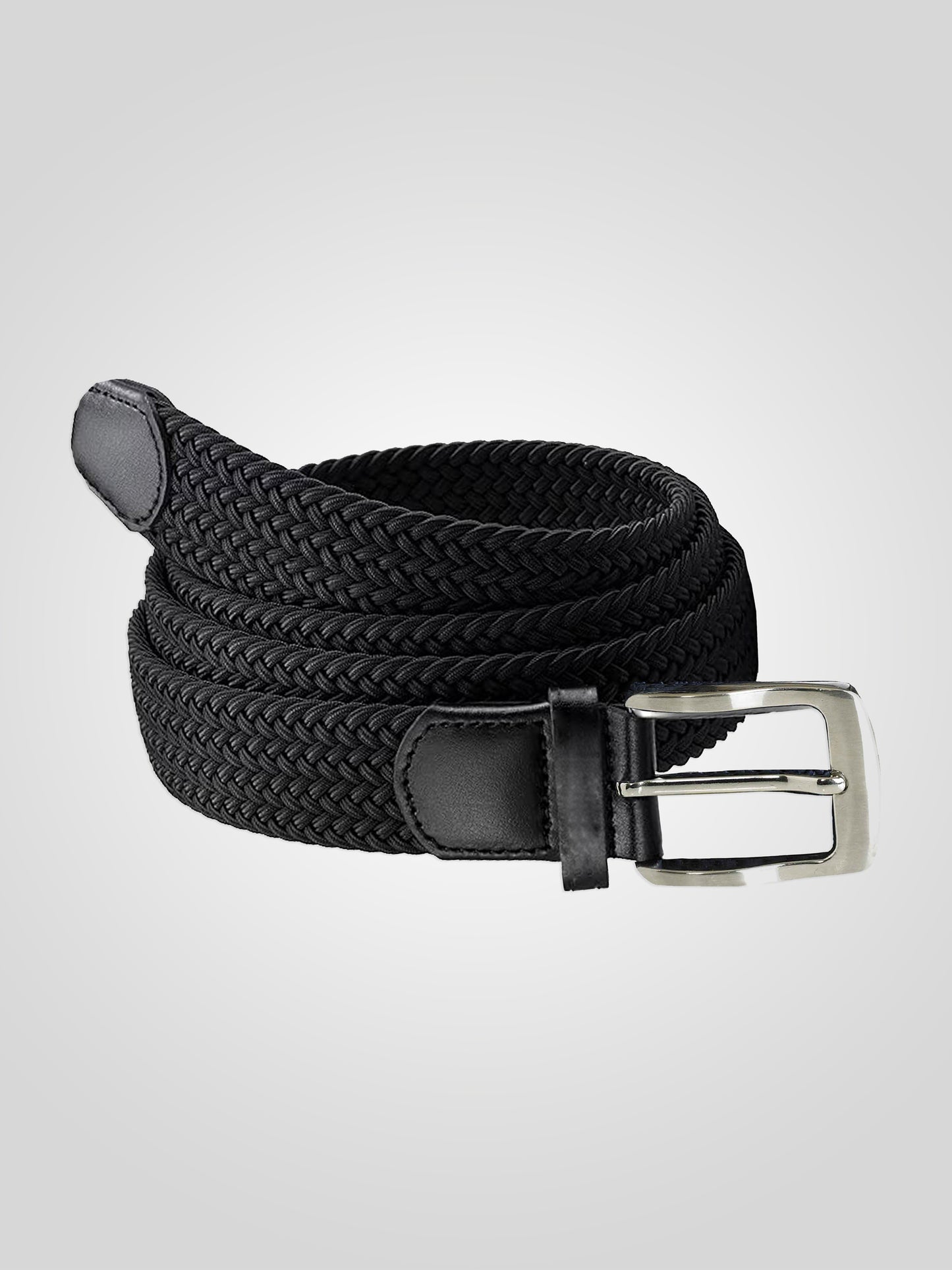 SIMON -D555 Black Stretch Braided Belt