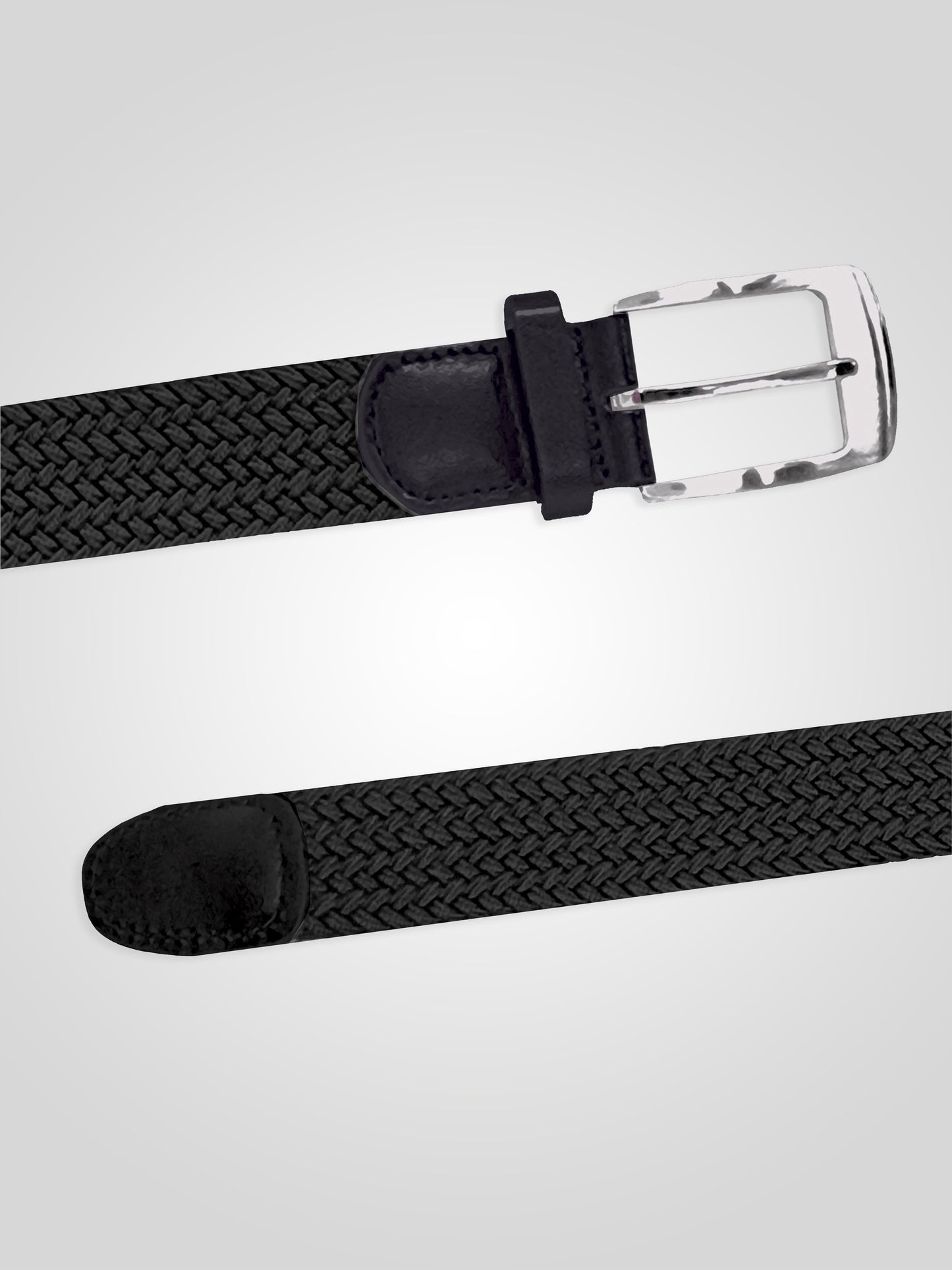 SIMON -D555 Black Stretch Braided Belt